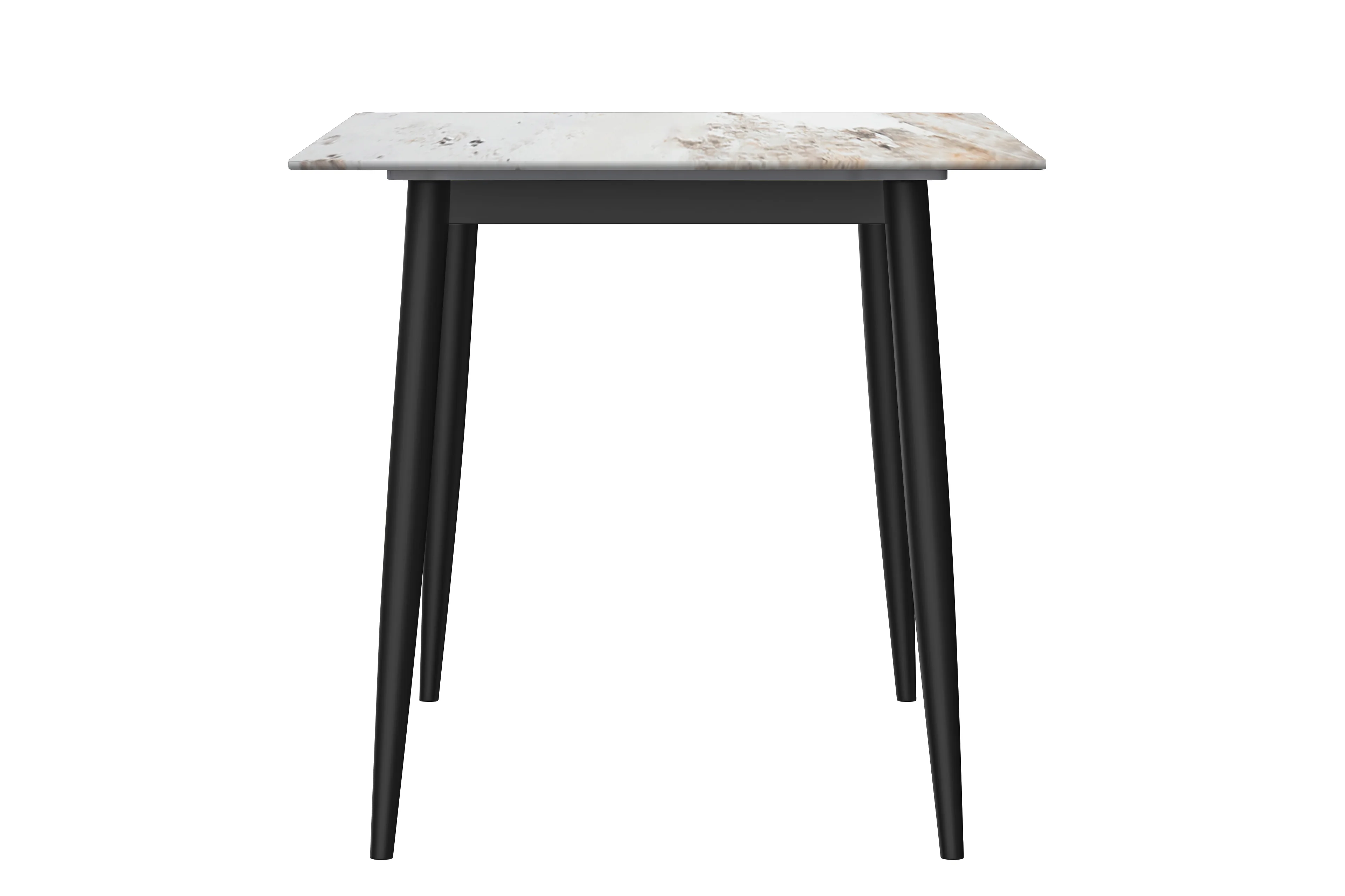 Zayle Series Modern Dining Table Black Base, With 55 White Grey Sintered Stone Top