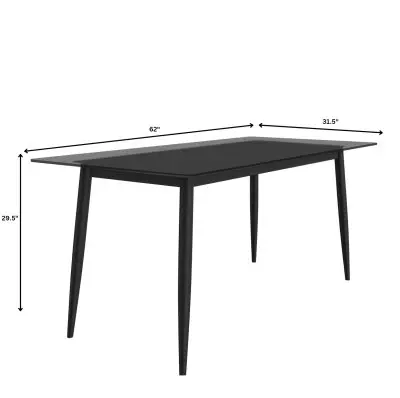 Zayle Series Modern Dining Table Black Base, With 55 Clear Glass Top
