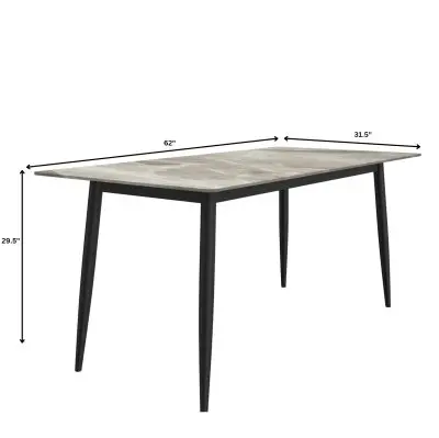 Zayle Series Modern Dining Table Black Base, With 55 Deep Grey Sintered Stone Top