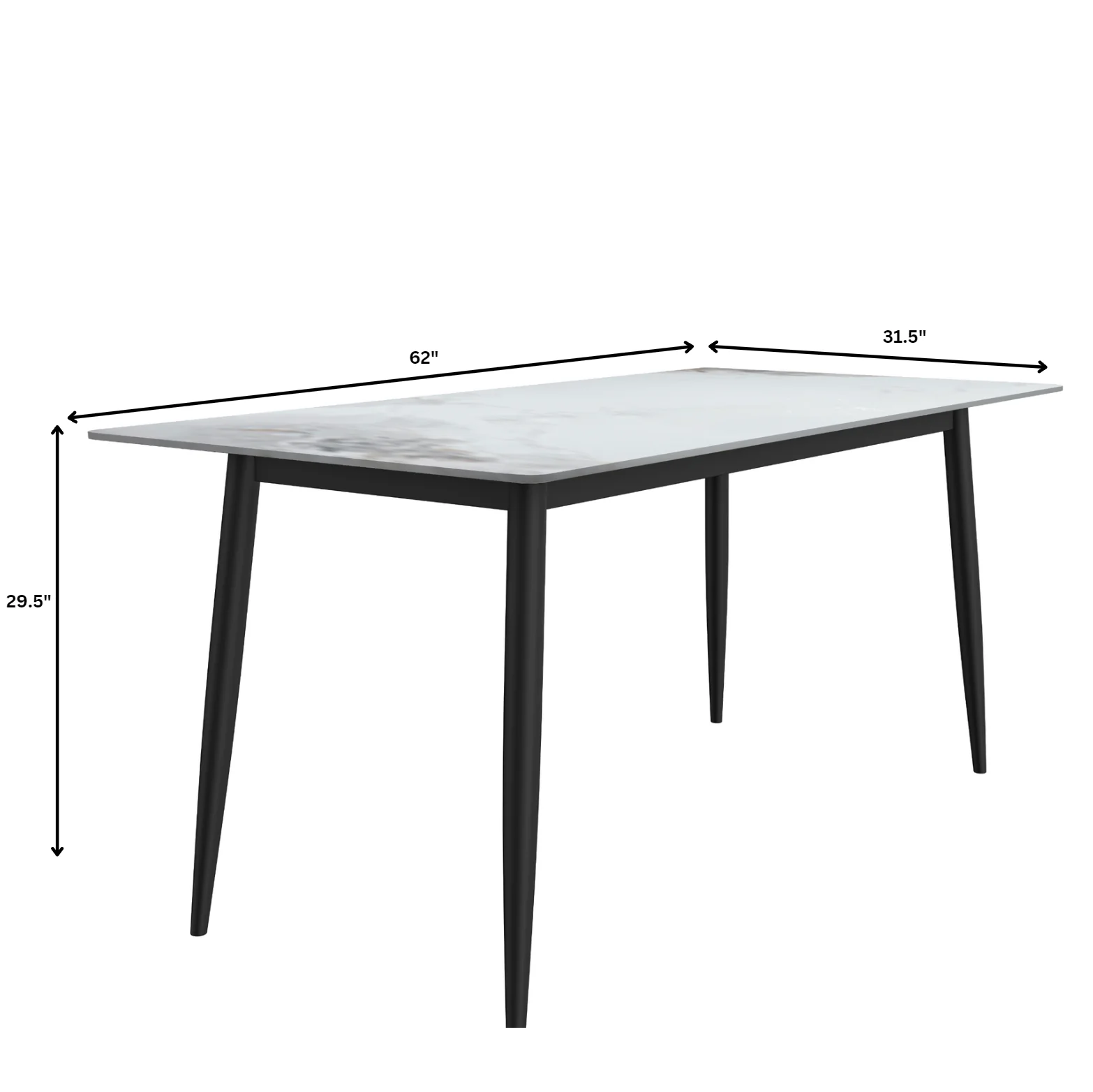 Zayle Series Modern Dining Table Black Base, With 55 Medium Grey Sintered Stone Top