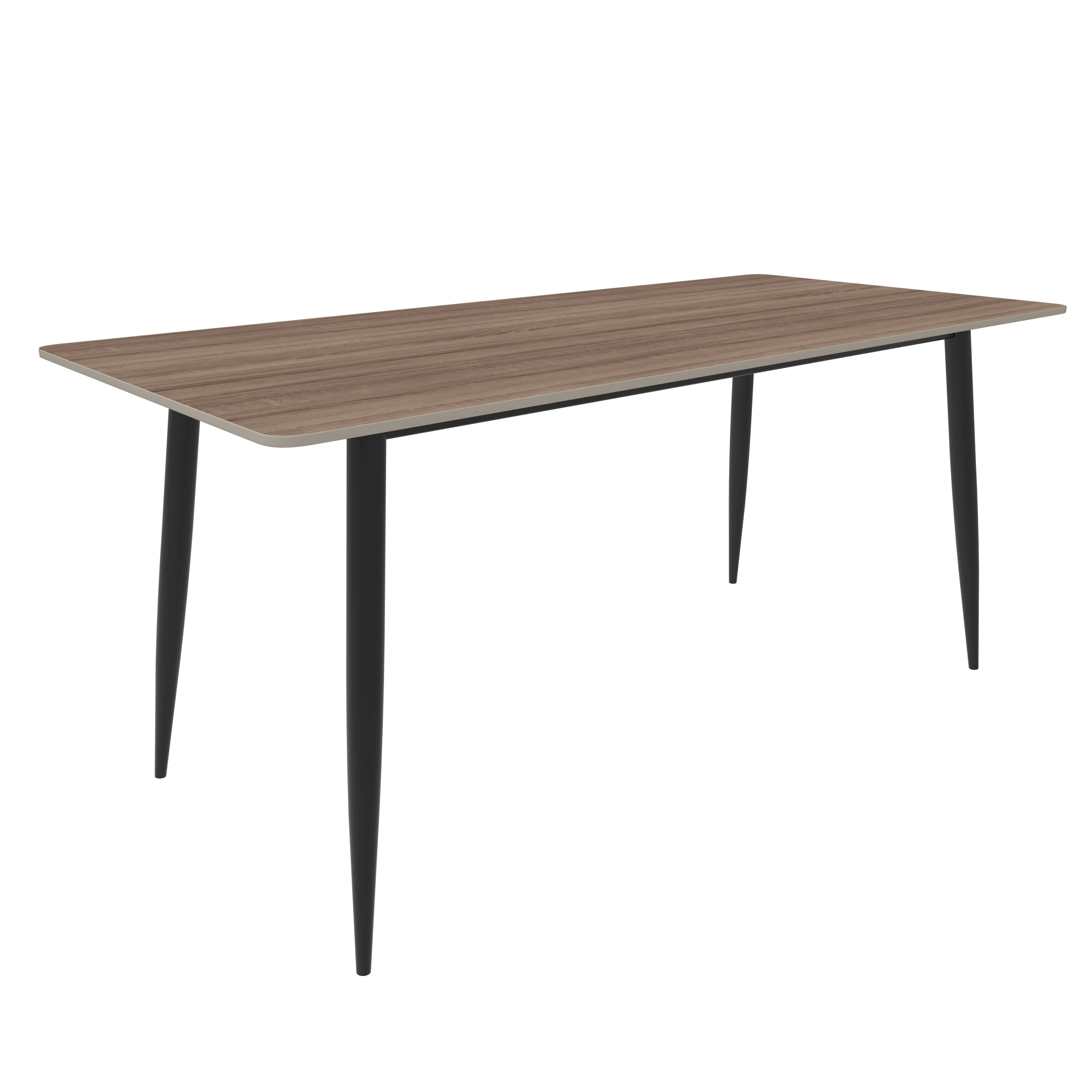 Zayle 55" Rectangle Sintered Stone Dining Table in Red Oak with Black Base