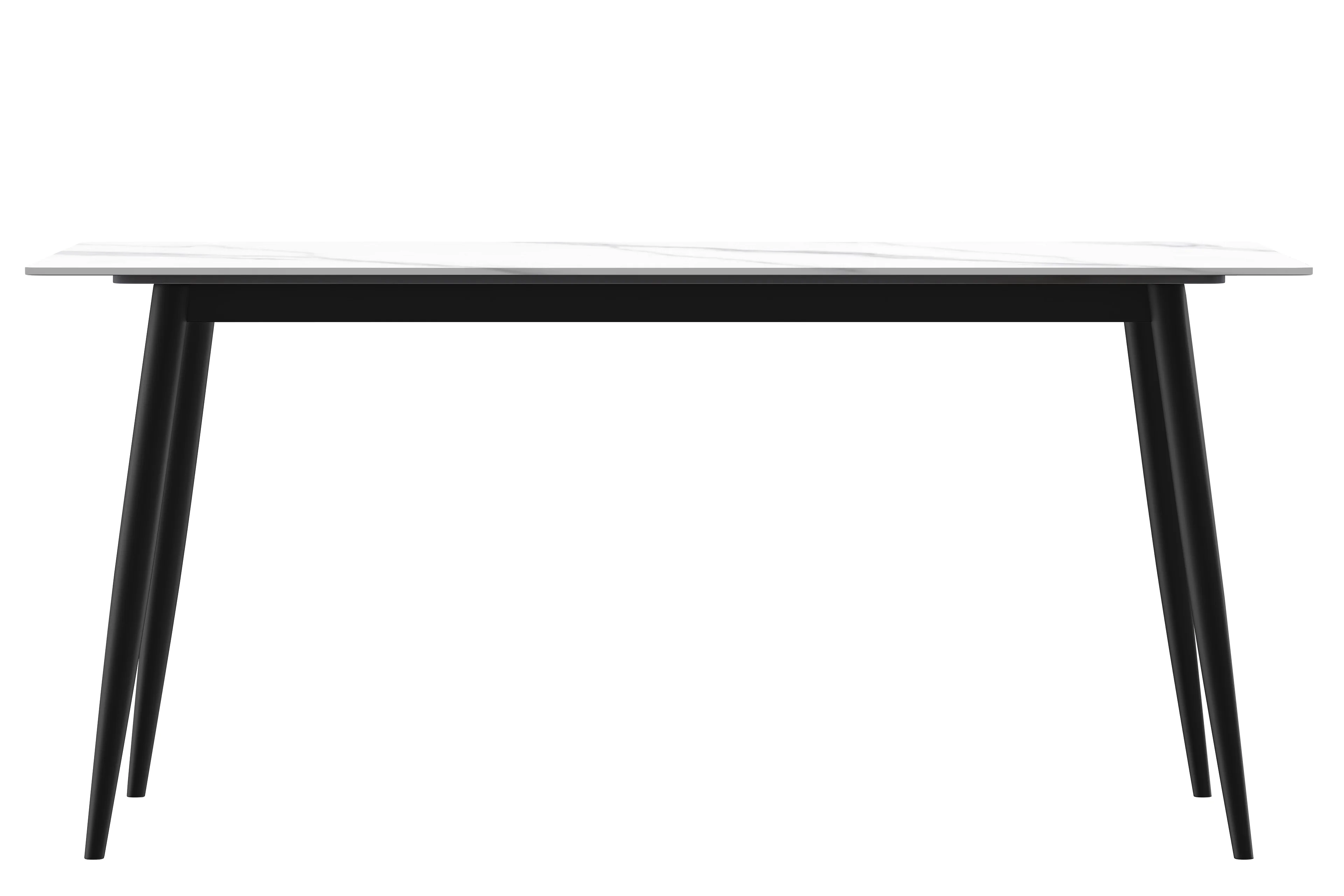 Zayle Series Modern Dining Table Black Base, With 55 White Sintered Stone Top