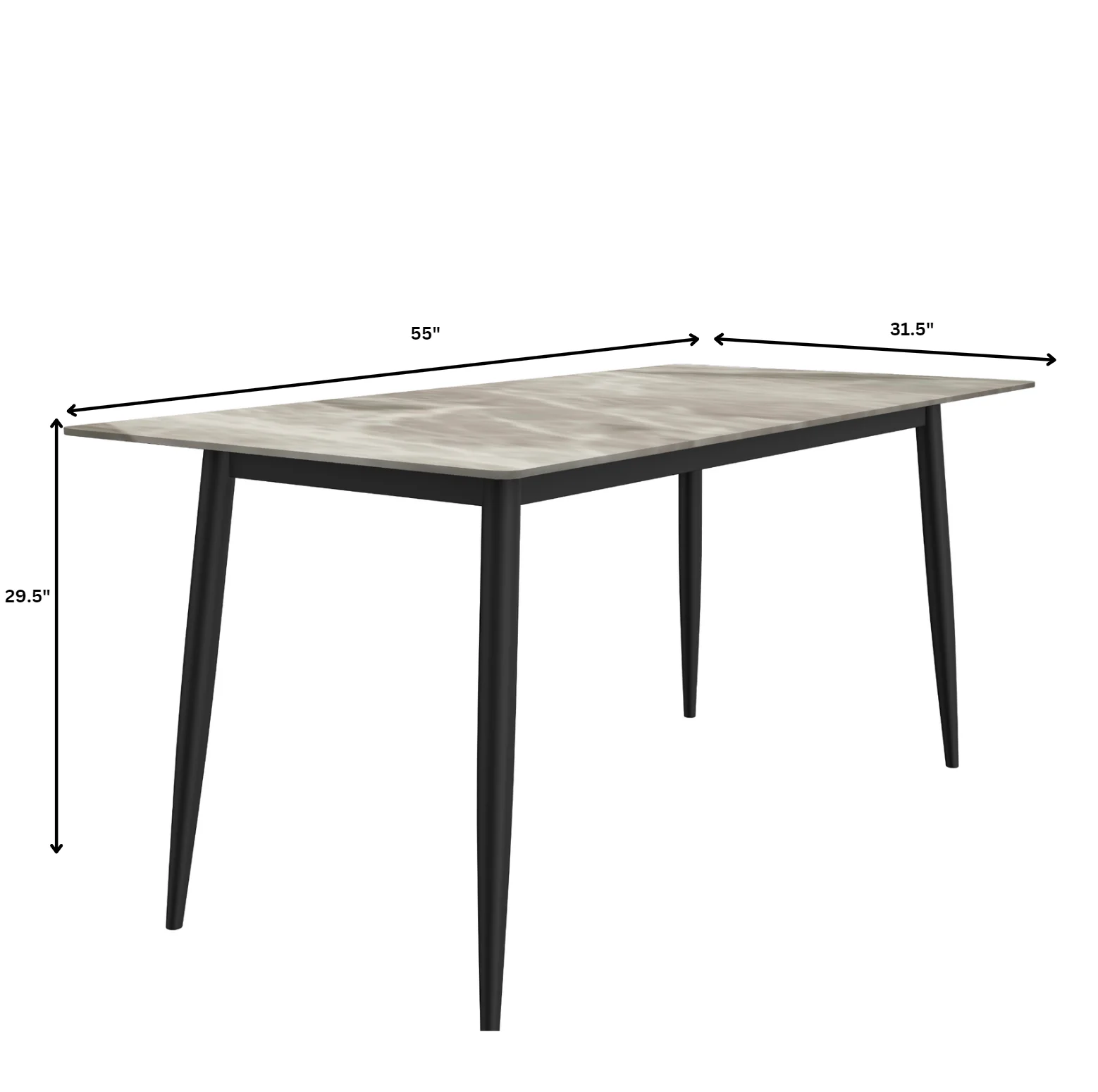 Zayle Series Modern Dining Table Black Base, With 62 Deep Grey Sintered Stone Top