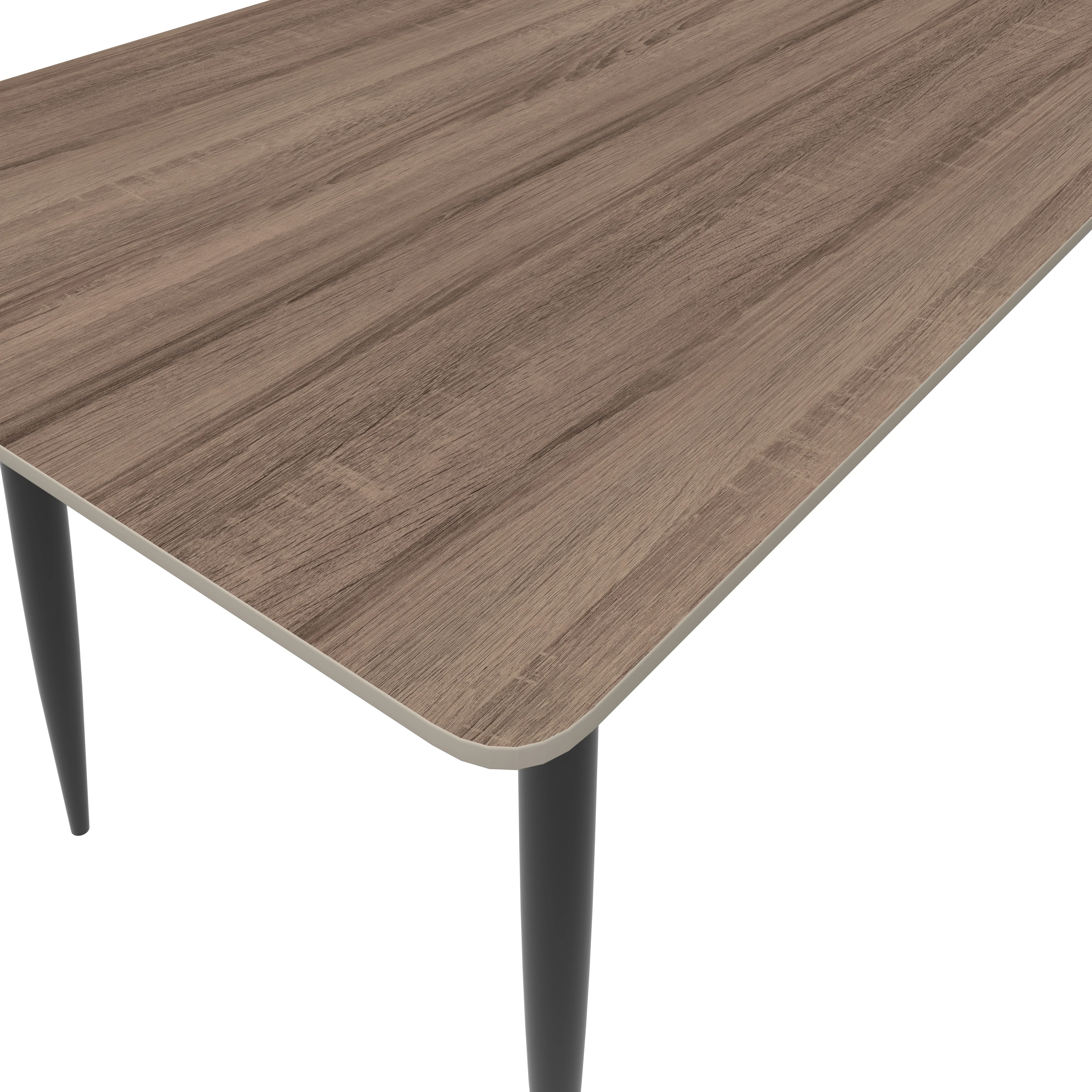 Zayle 62" Rectangle Sintered Stone Dining Table in Red Oak with BLack Base
