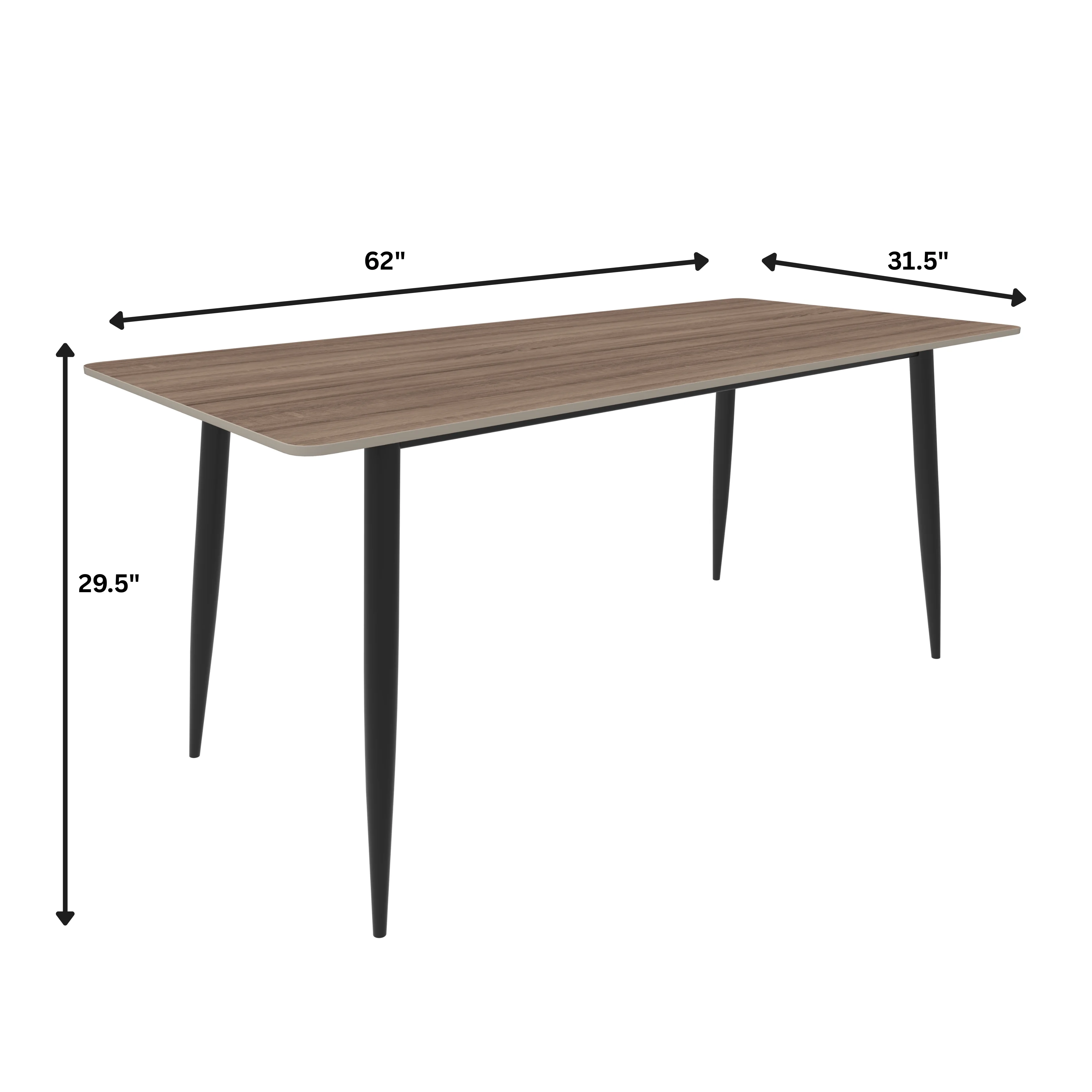 Zayle 62" Rectangle Sintered Stone Dining Table in Red Oak with BLack Base