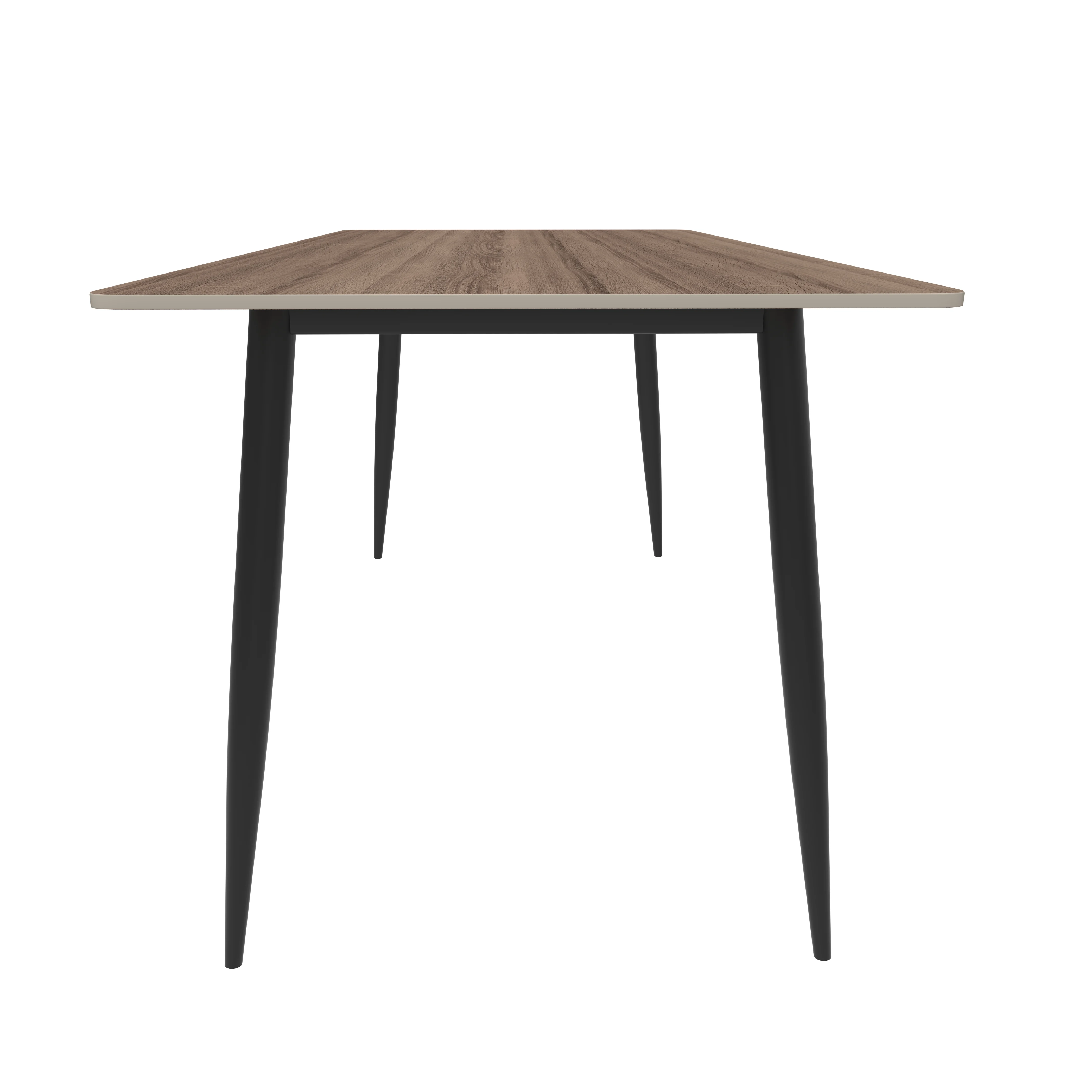 Zayle 62" Rectangle Sintered Stone Dining Table in Red Oak with BLack Base