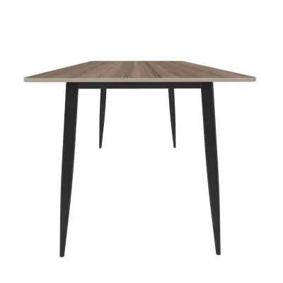 Zayle 62" Rectangle Sintered Stone Dining Table in Red Oak with BLack Base
