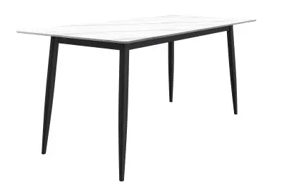 Zayle Series Modern Dining Table Black Base, With 62 White Sintered Stone Top