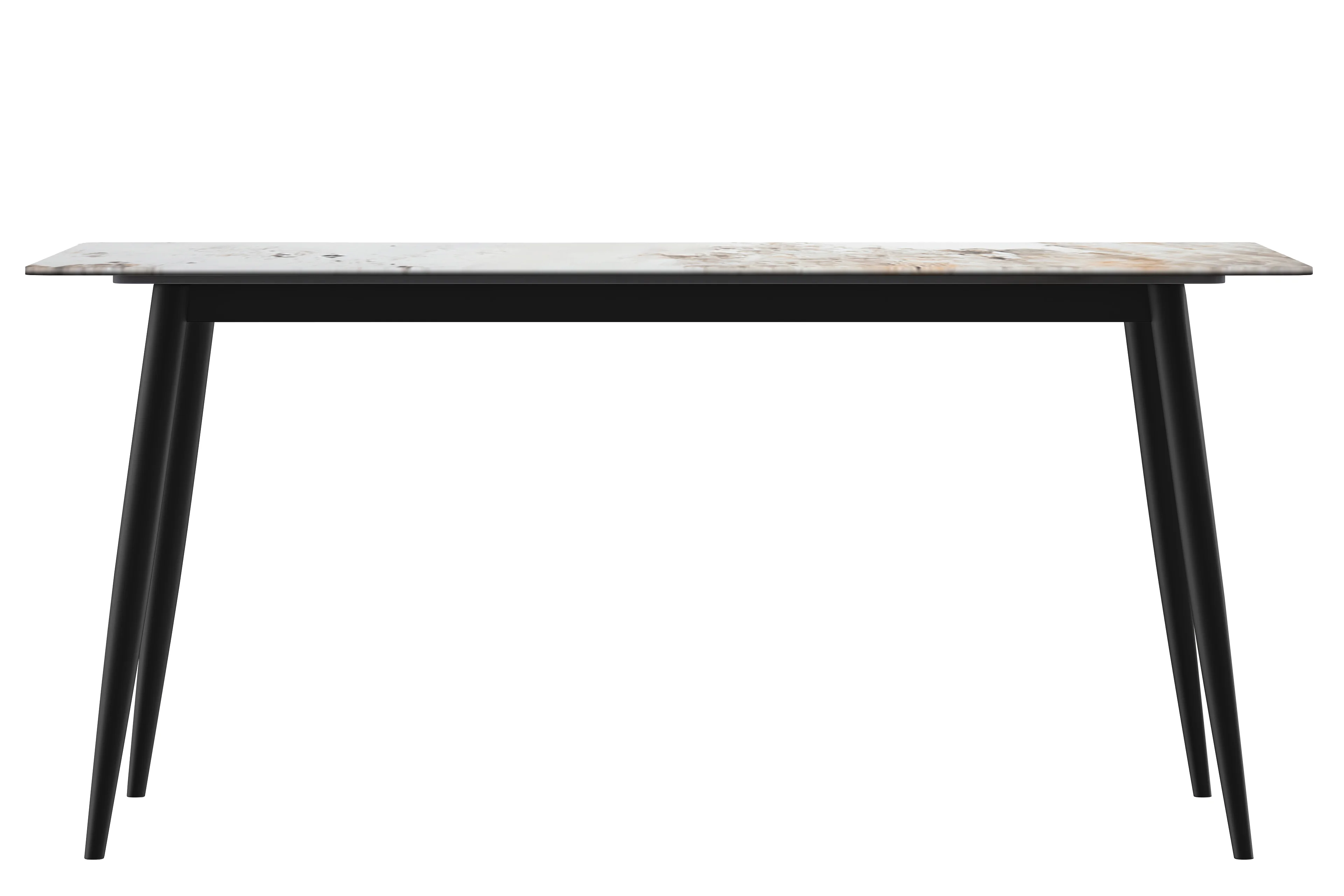 Zayle Series Modern Dining Table Black Base, With 71 White Grey Sintered Stone Top
