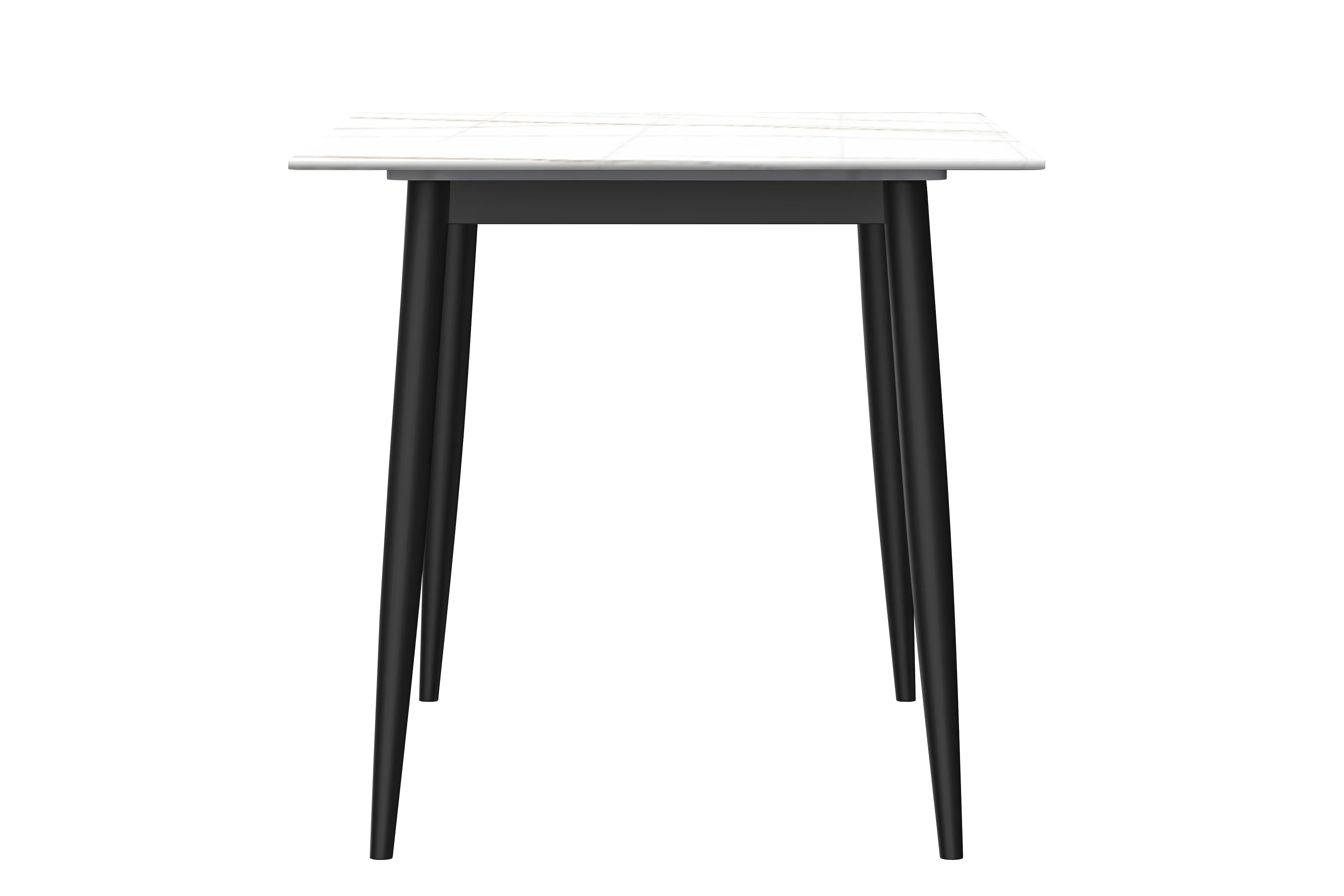 Zayle Series Modern Dining Table Black Base, With 71 White/Gold Sintered Stone Top