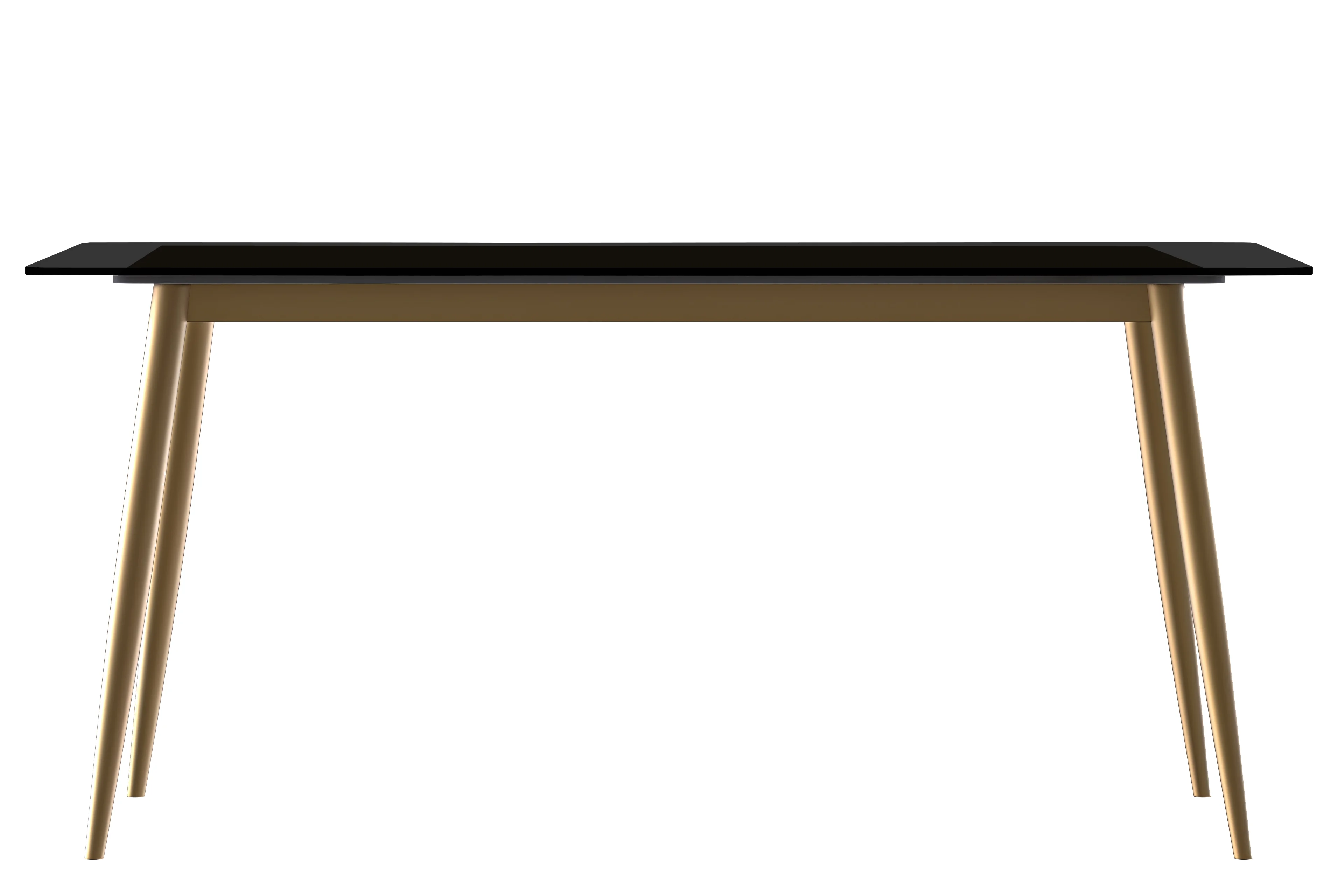 Zayle Series Modern Dining Table Brushed Gold Base, With 55 Black Glass Top