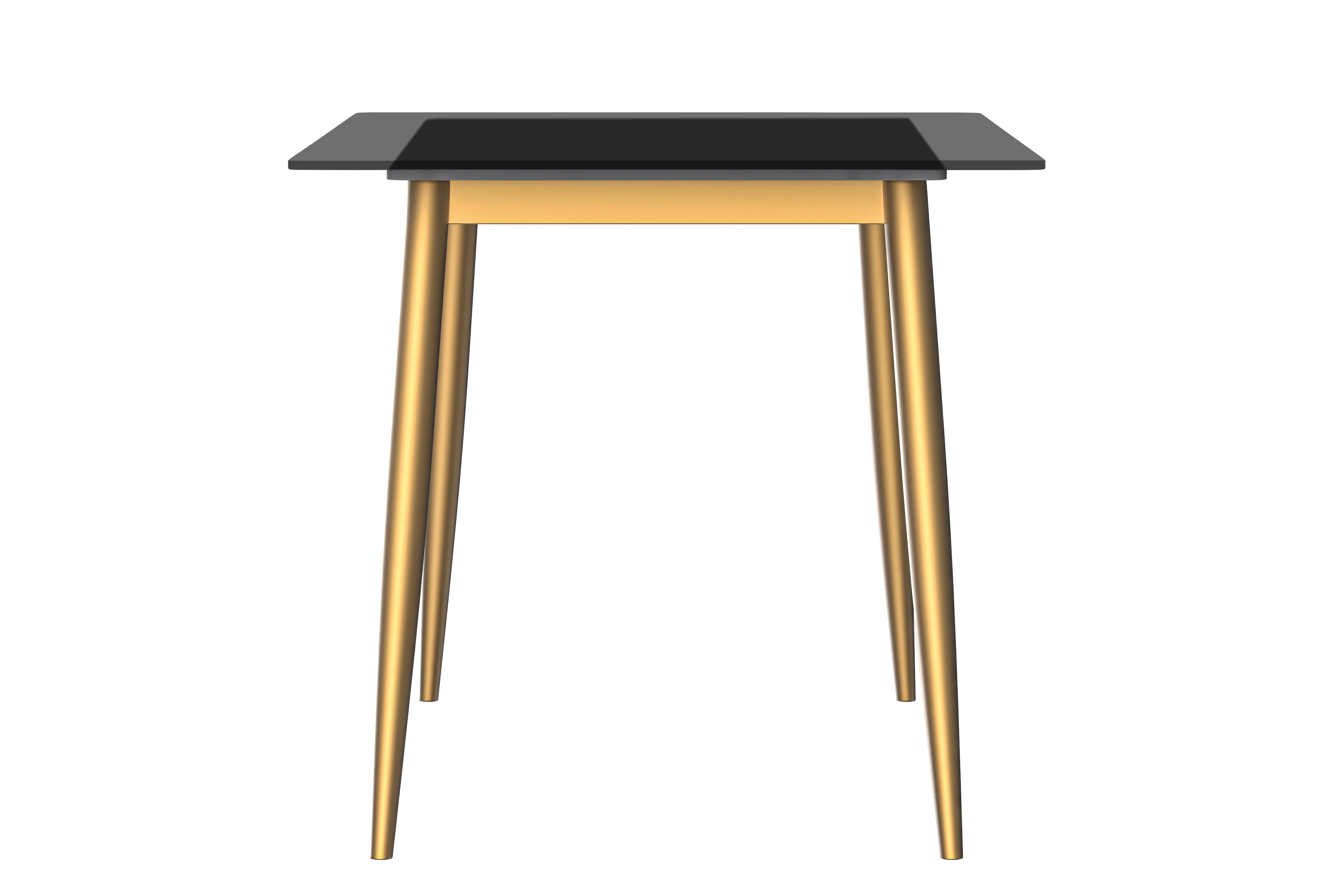 Zayle Series Modern Dining Table Brushed Gold Base, With 55 Clear Glass Top
