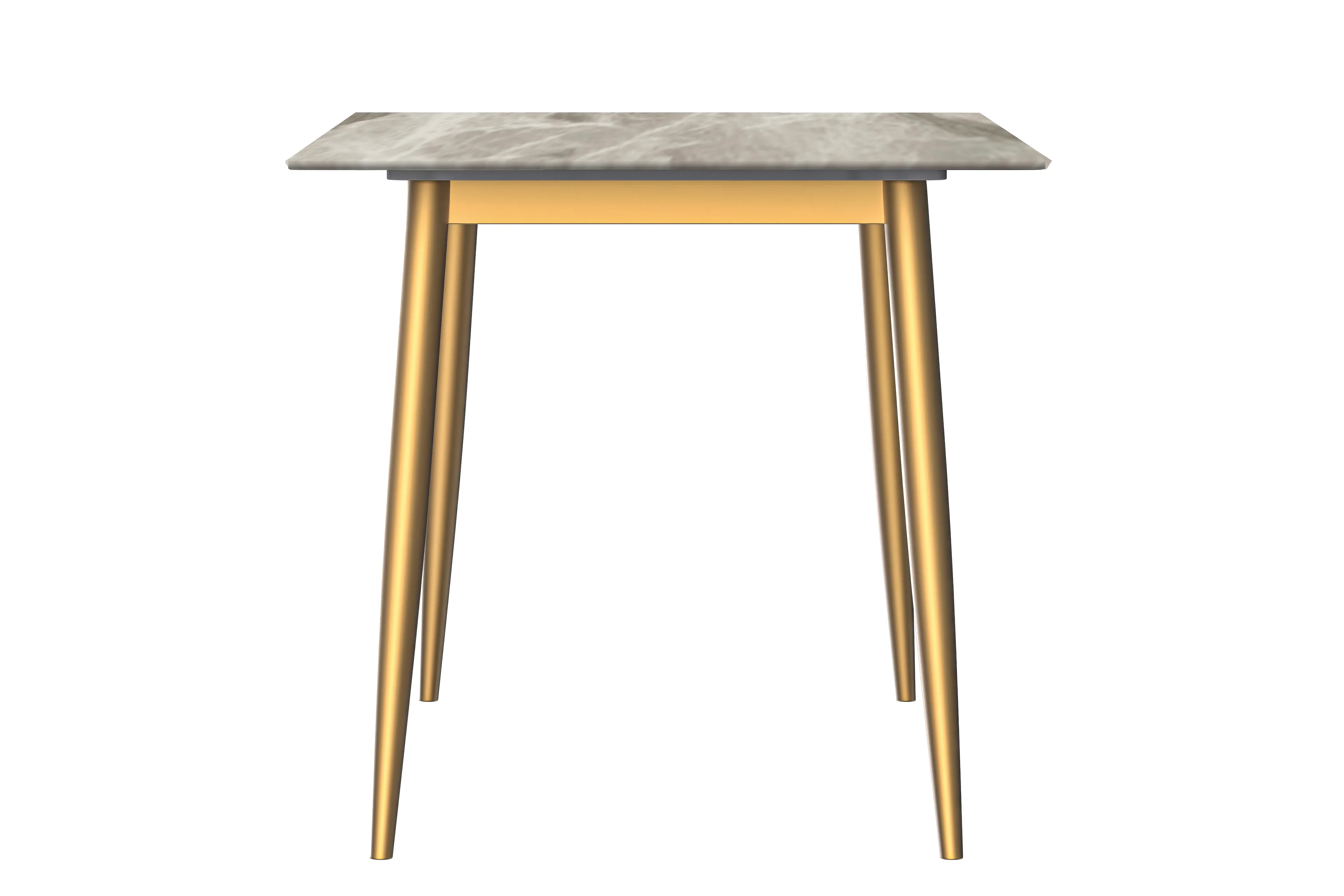 Zayle Series Modern Dining Table Brushed Gold Base, With 55 Deep Grey Sintered Stone Top