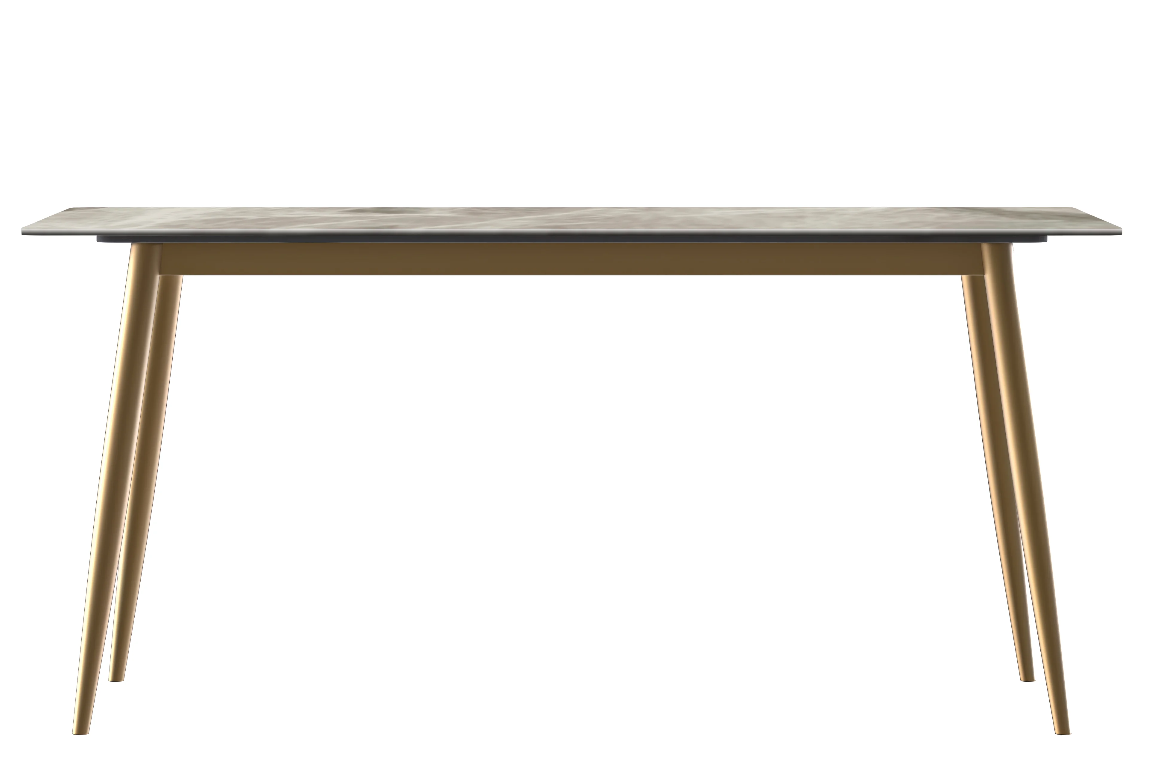 Zayle Series Modern Dining Table Brushed Gold Base, With 55 Deep Grey Sintered Stone Top