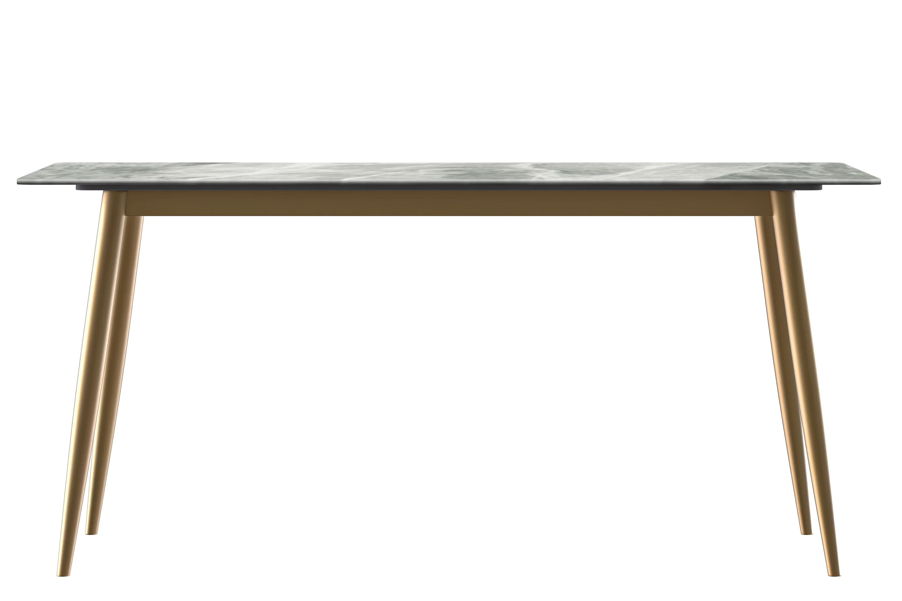 Zayle Series Modern Dining Table Brushed Gold Base, With 55 Light Grey Sintered Stone Top