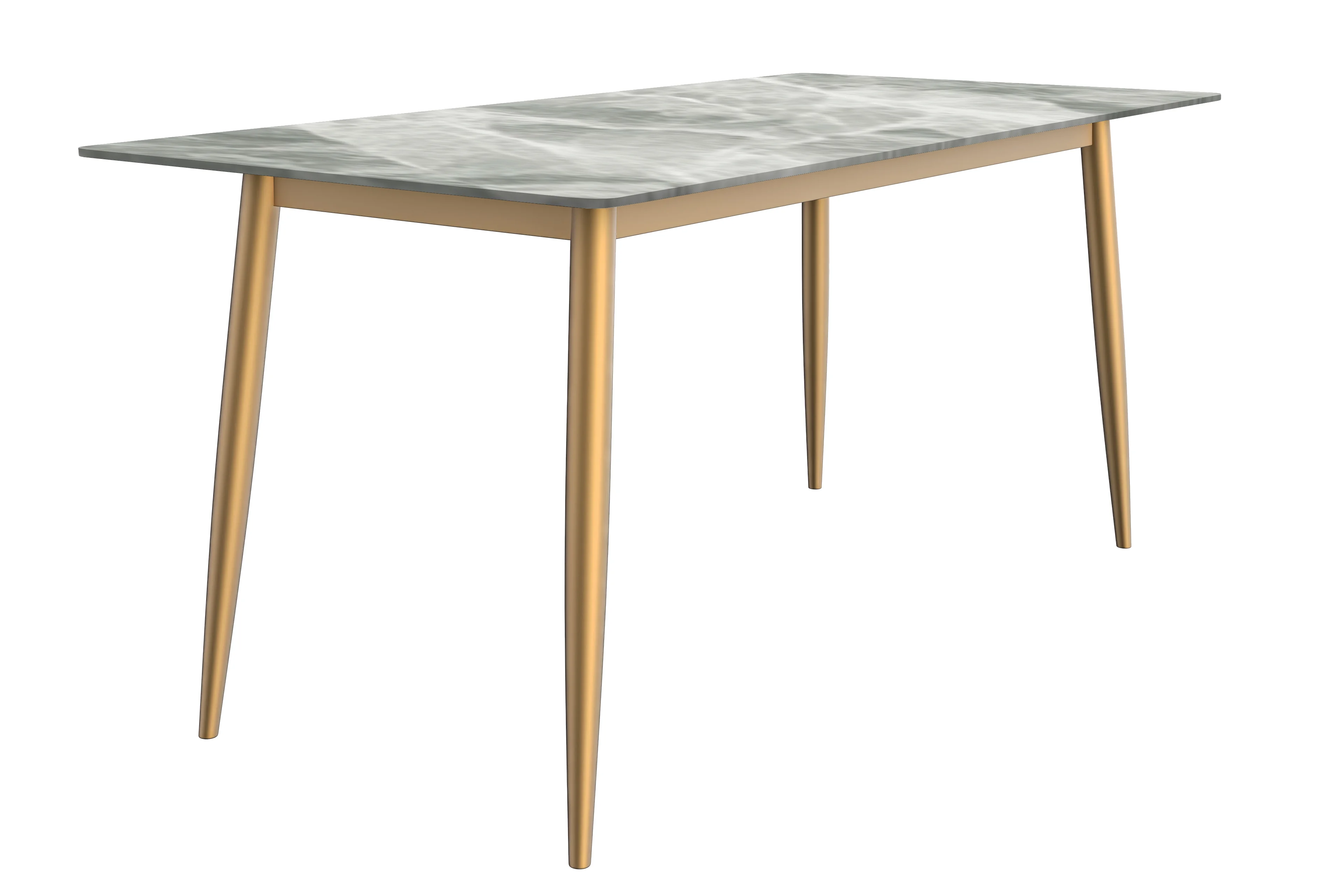 Zayle Series Modern Dining Table Brushed Gold Base, With 55 Light Grey Sintered Stone Top