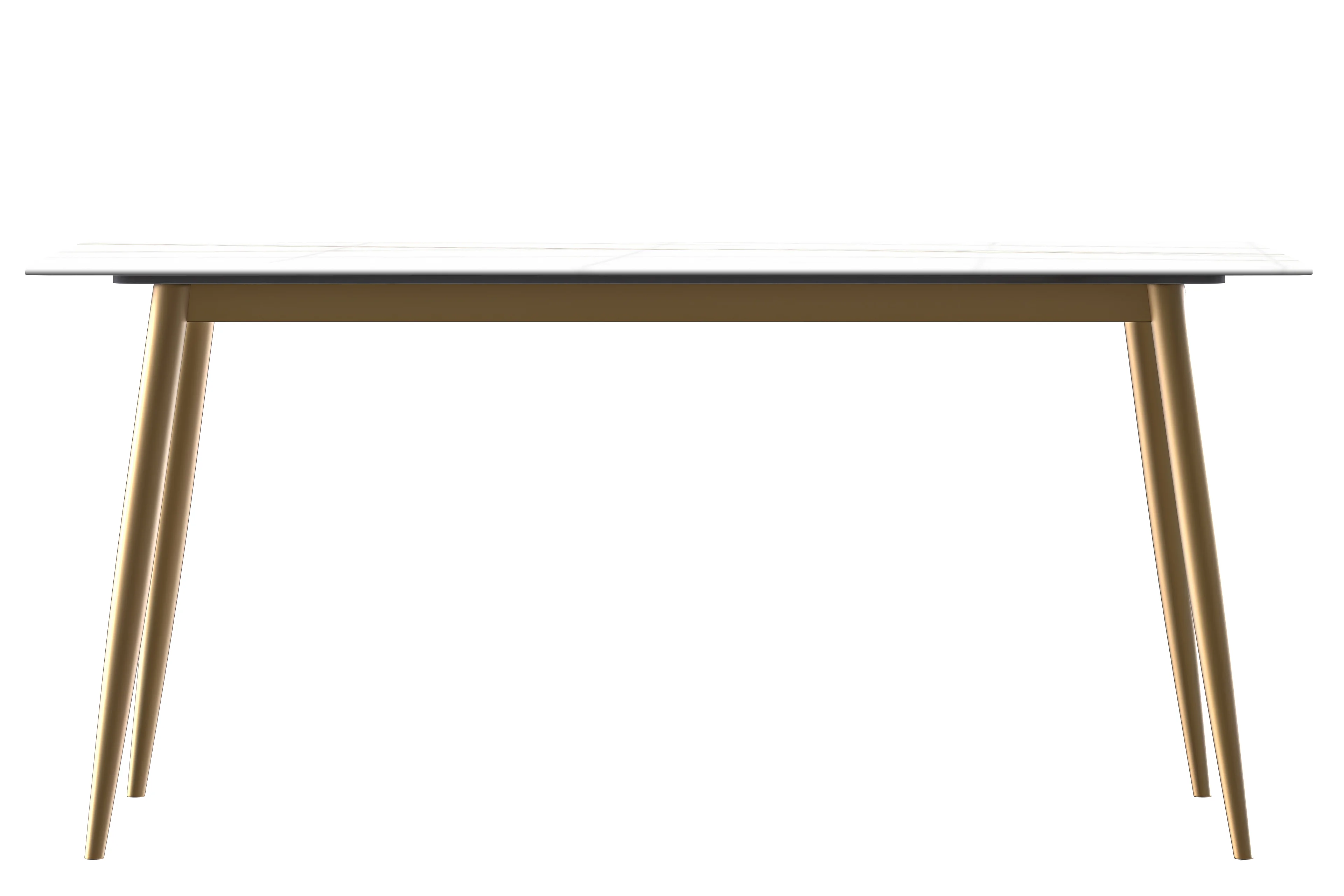 Zayle Series Modern Dining Table Brushed Gold Base, With 55 White/Gold Sintered Stone Top