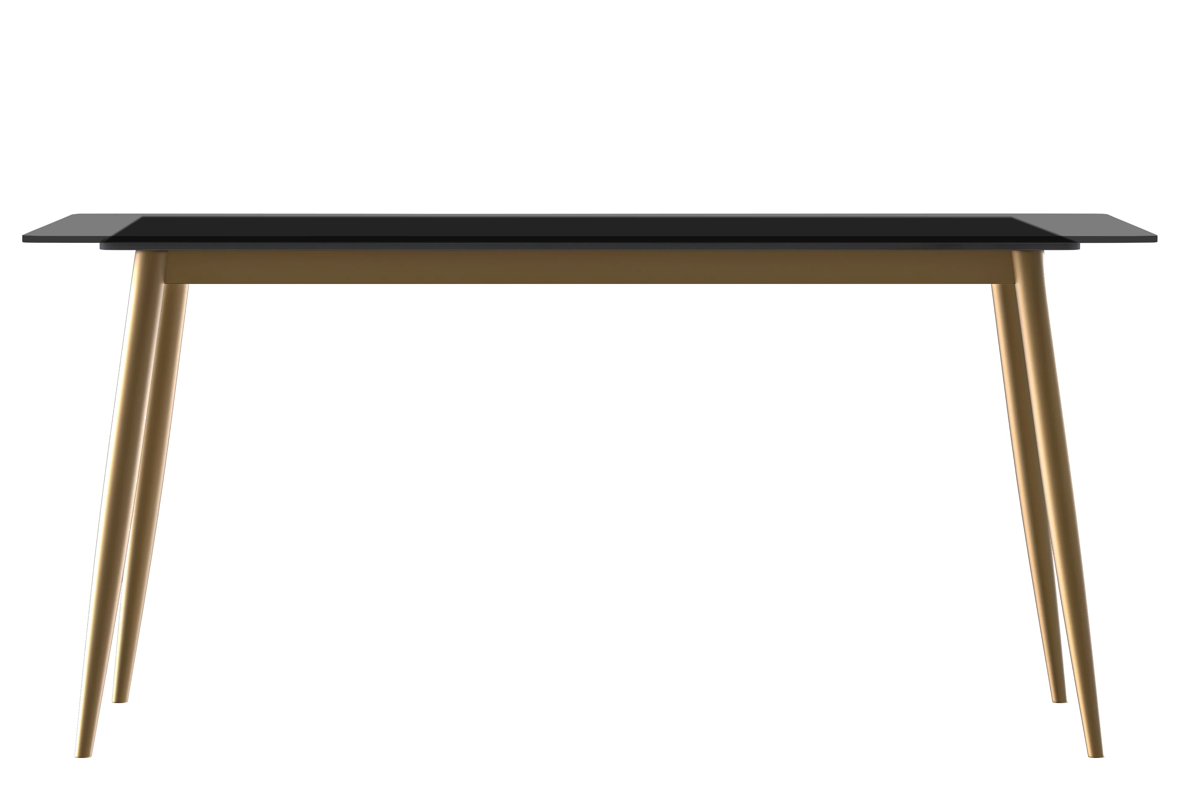 Zayle Series Modern Dining Table Brushed Gold Base, With 62 Clear Glass Top