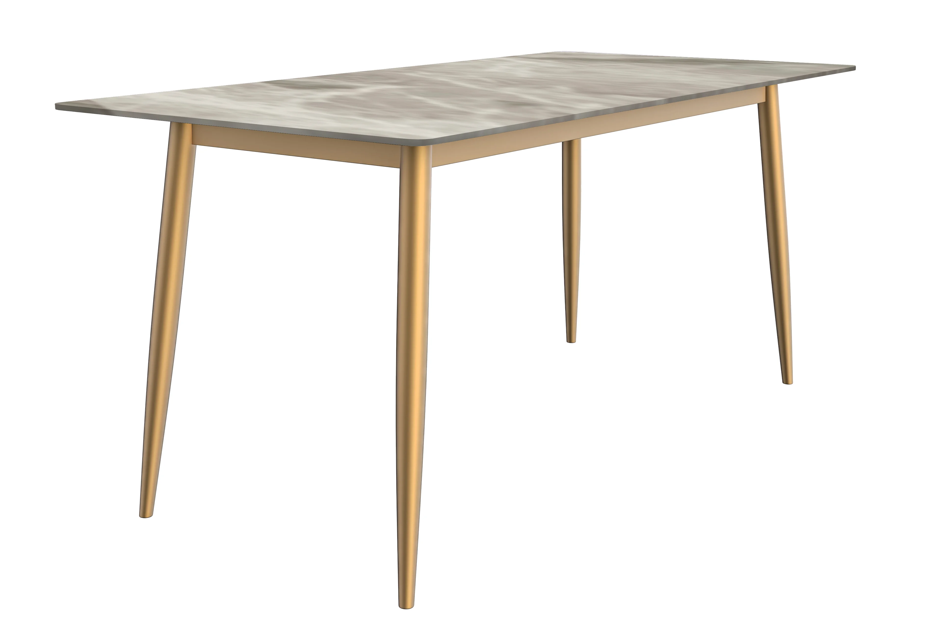 Zayle Series Modern Dining Table Brushed Gold Base, With 62 Deep Grey Sintered Stone Top