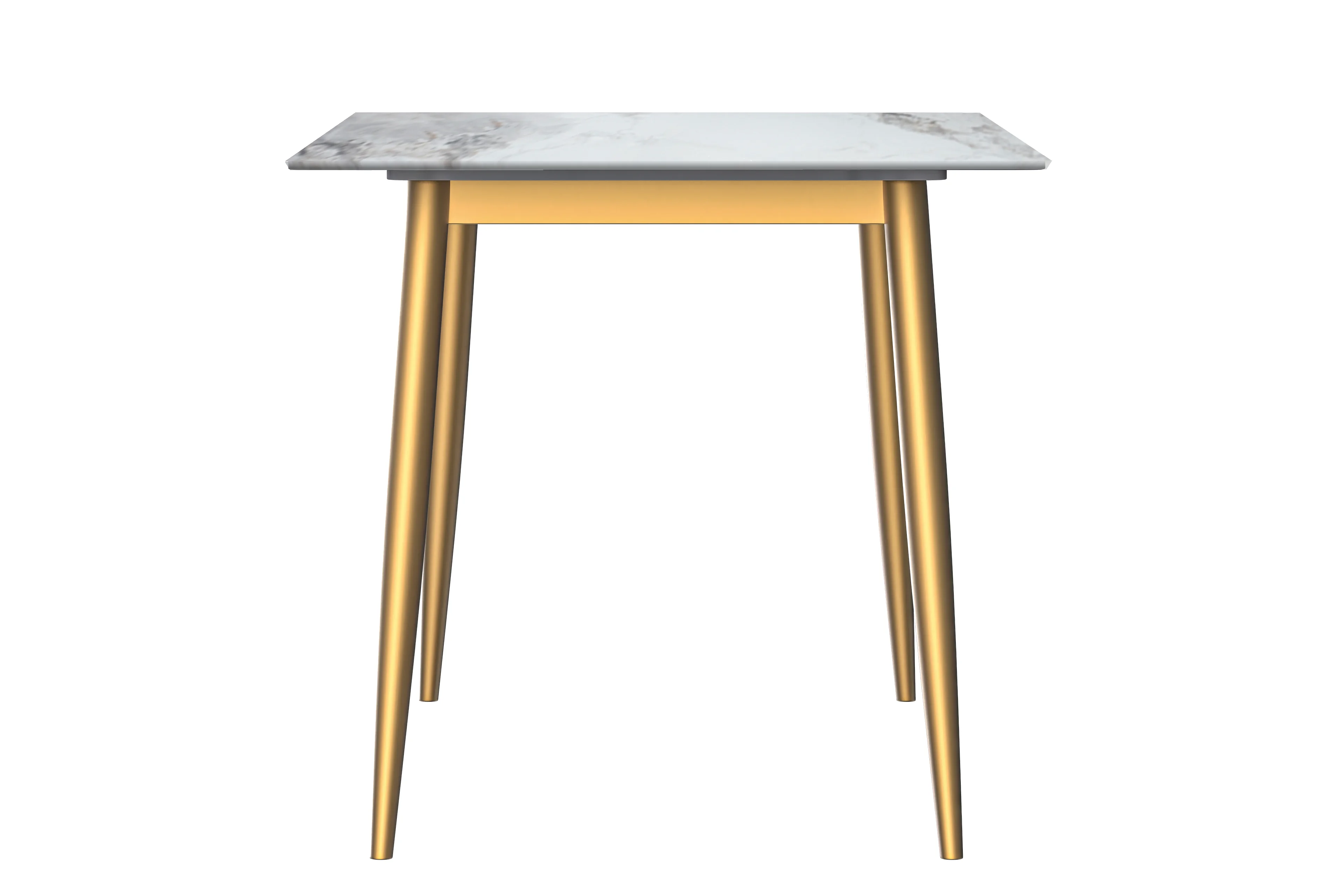 Zayle Series Modern Dining Table Brushed Gold Base, With 62 Medium Grey Sintered Stone Top
