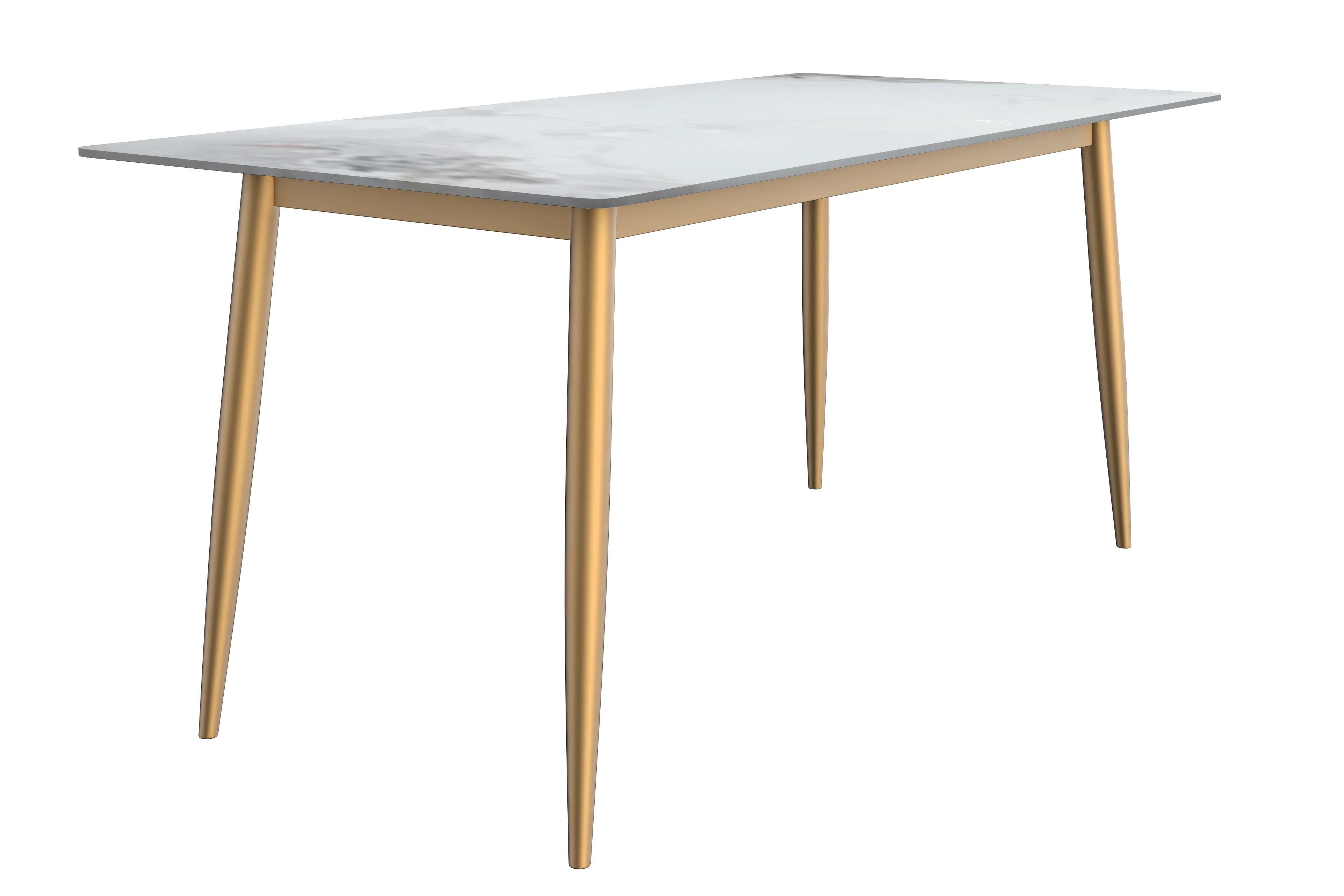 Zayle Series Modern Dining Table Brushed Gold Base, With 62 Medium Grey Sintered Stone Top