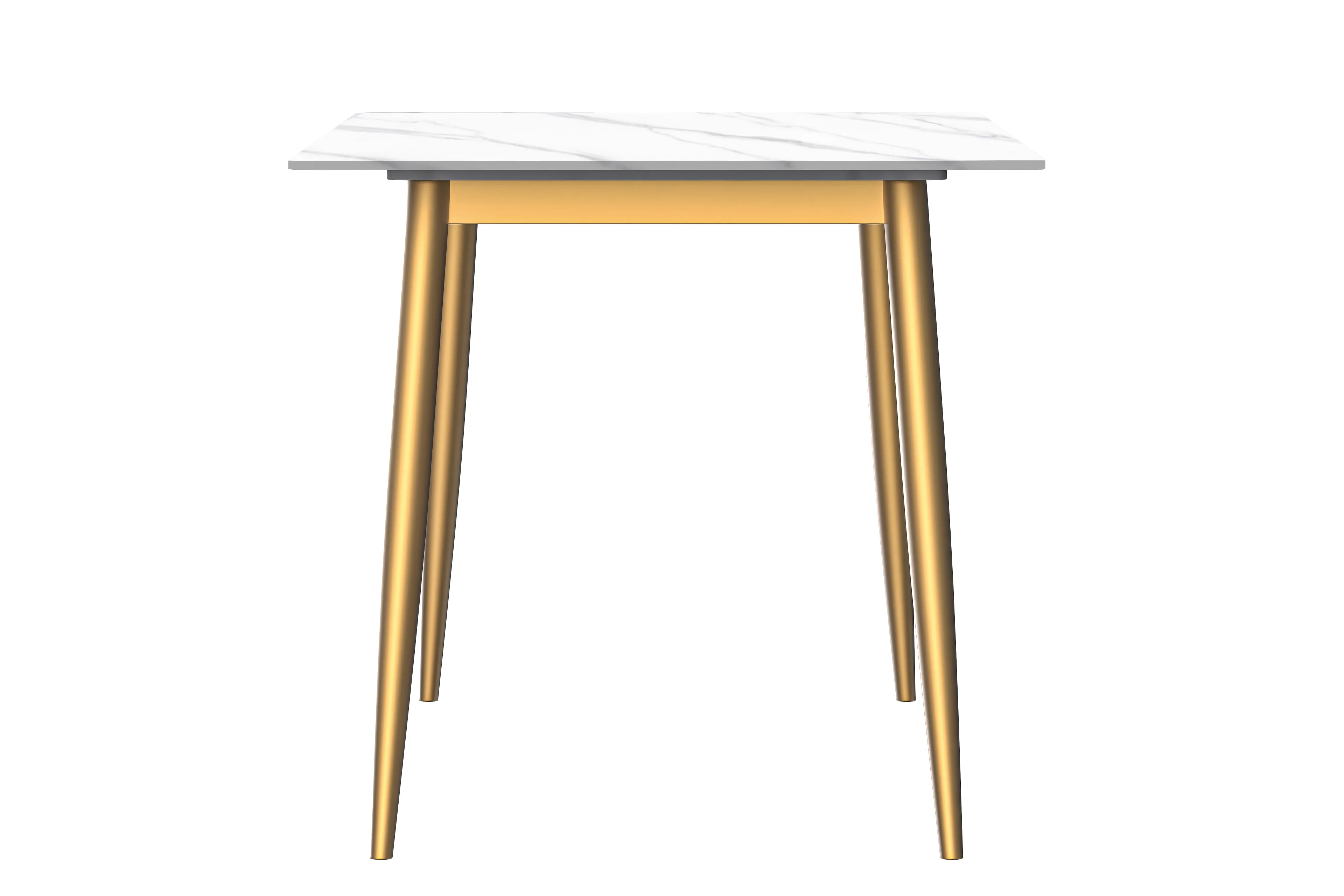 Zayle Series Modern Dining Table Brushed Gold Base, With 62 White Sintered Stone Top