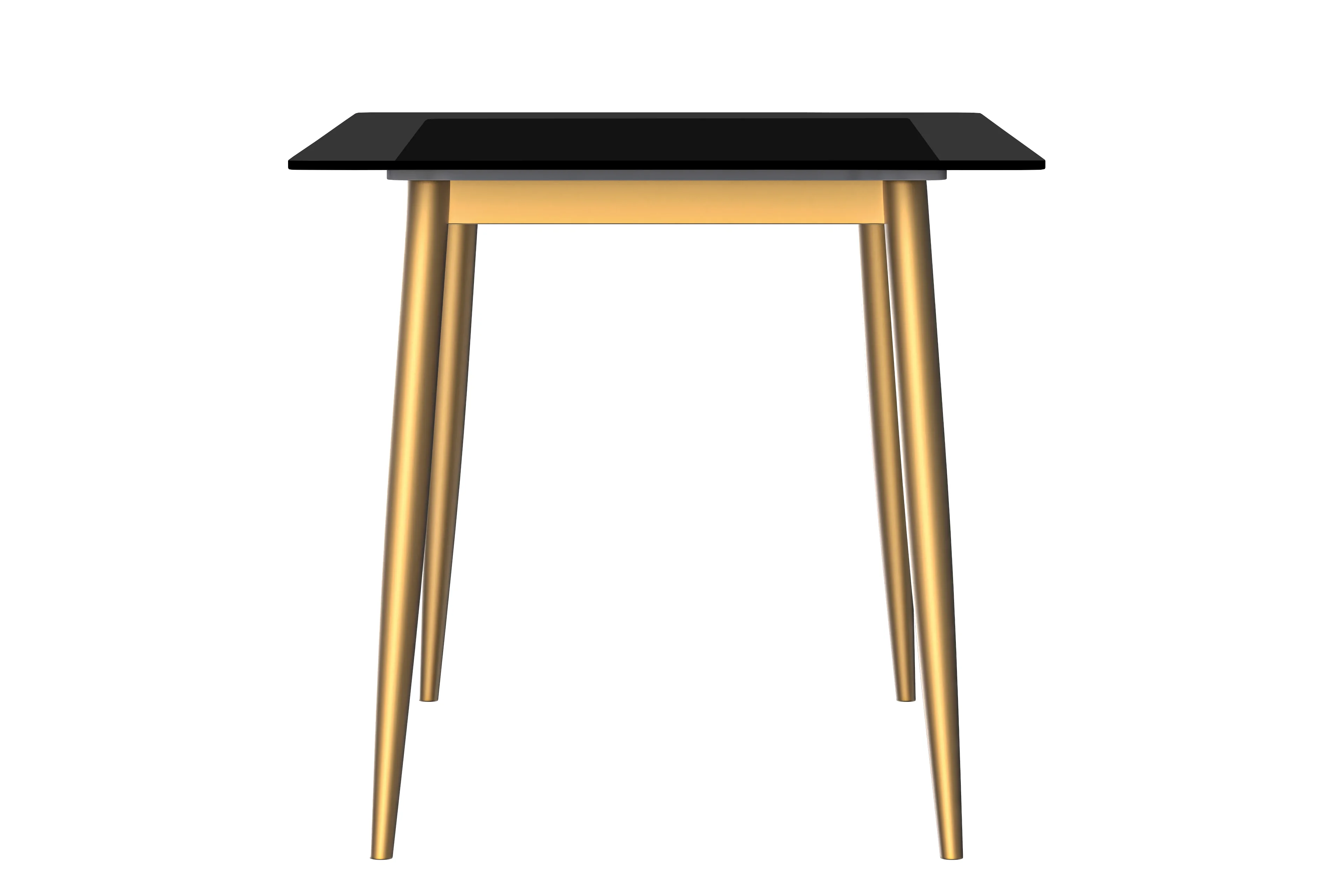 Zayle Series Modern Dining Table Brushed Gold Base, With 71 Black Glass Top