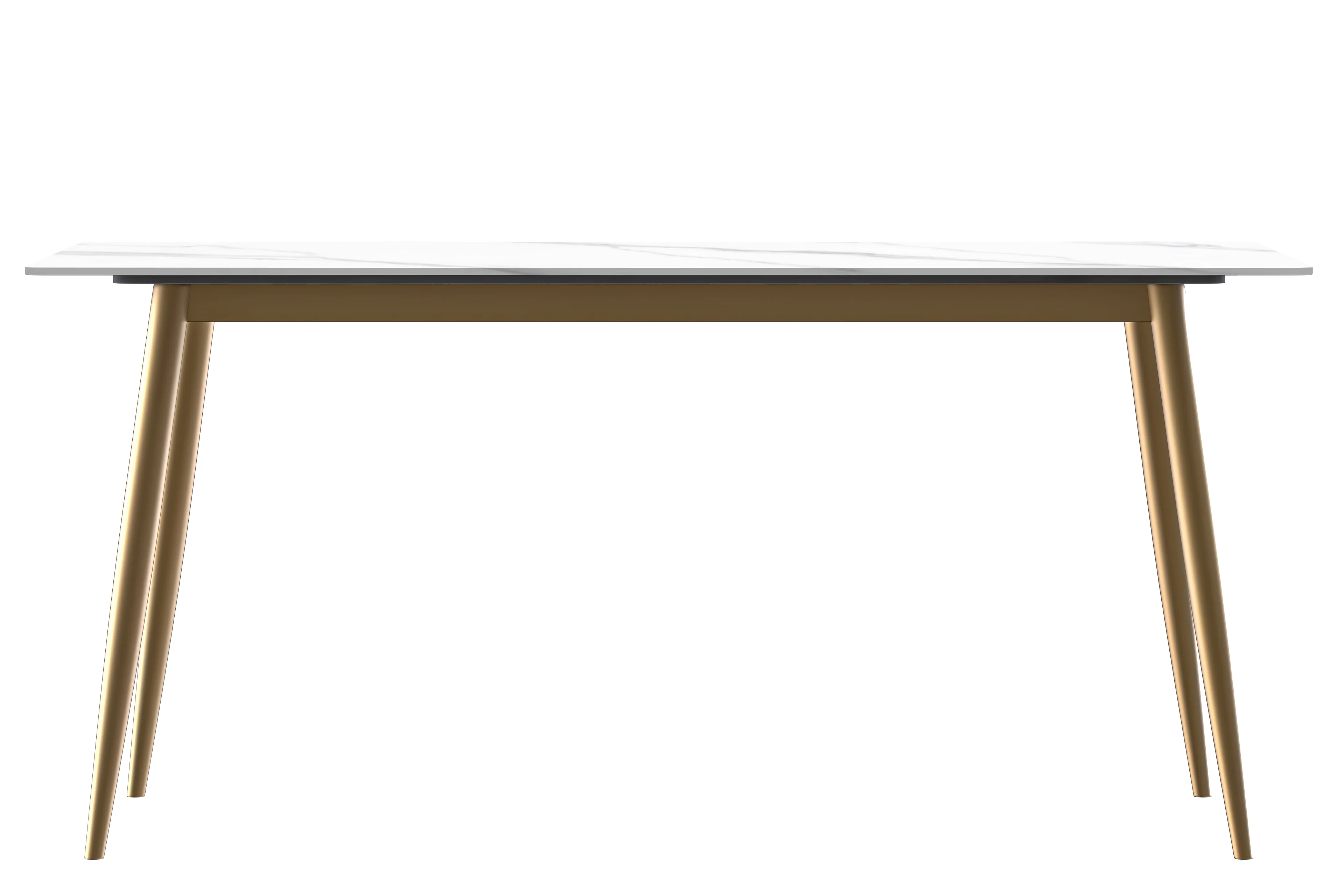 Zayle Series Modern Dining Table Brushed Gold Base, With 71 White Sintered Stone Top
