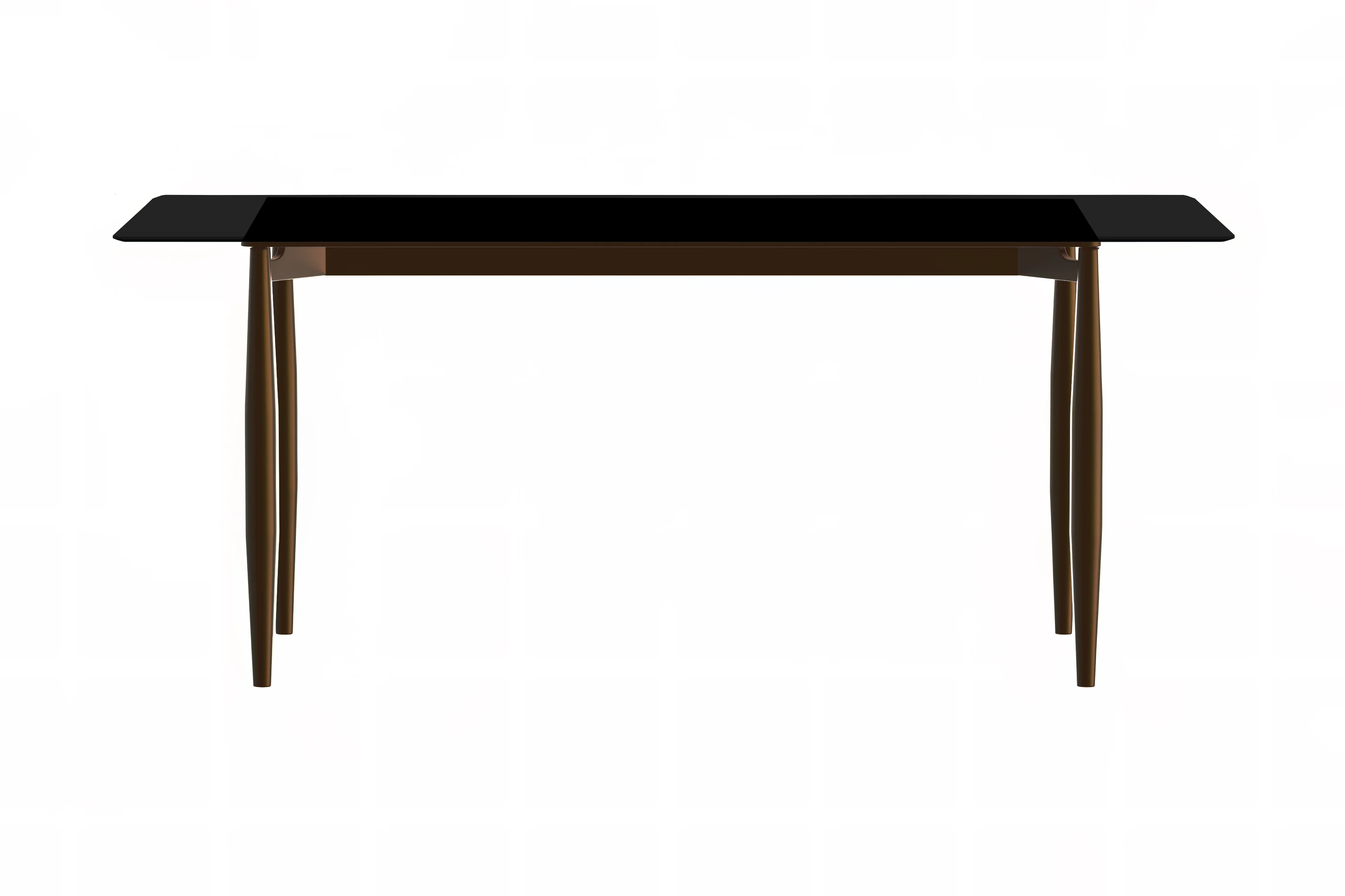 Zinti Series Modern Dining Table Bronze Base, With 55" Black Glass Top