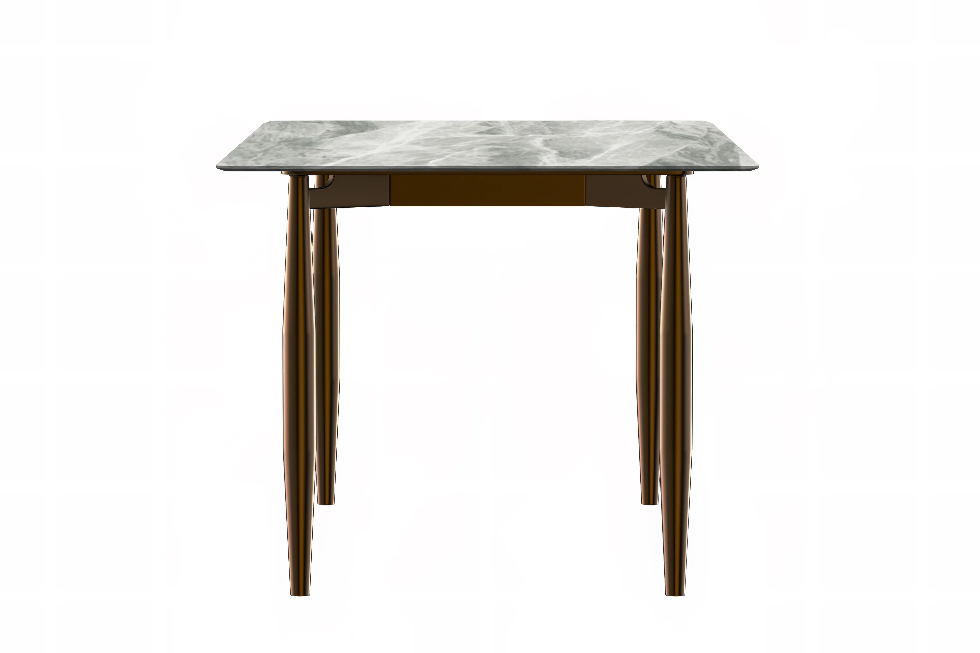 Zinti Series Modern Dining Table Bronze Base, With 55" Light Grey Sintered Stone Top