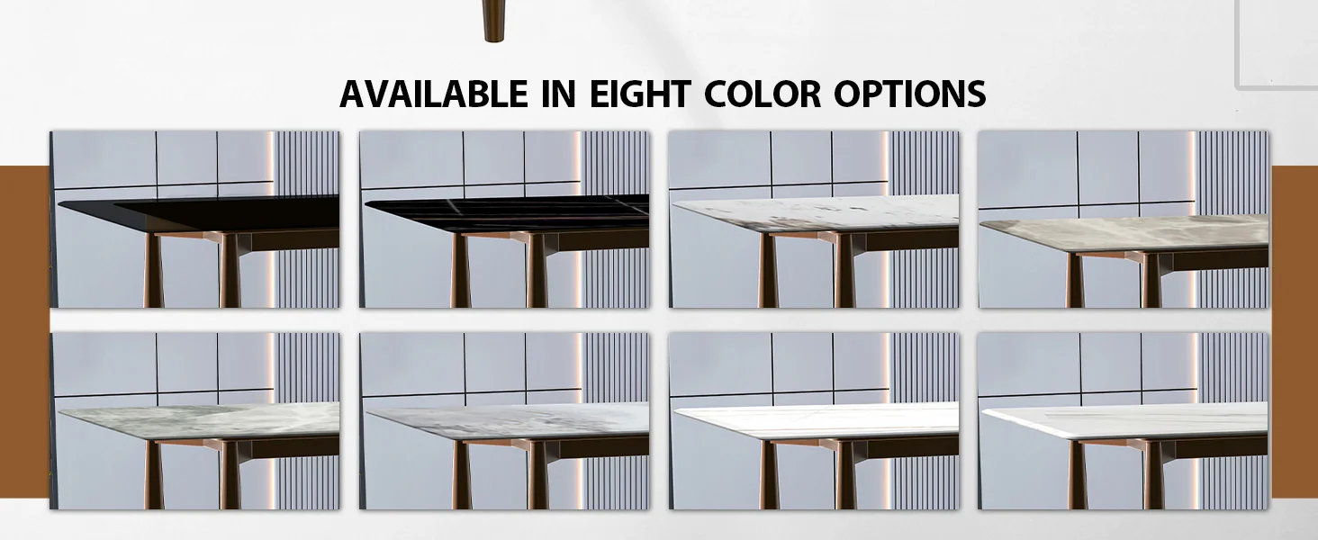 Zinti Series Modern Dining Table Bronze Base, With 55" Medium Grey Sintered Stone Top