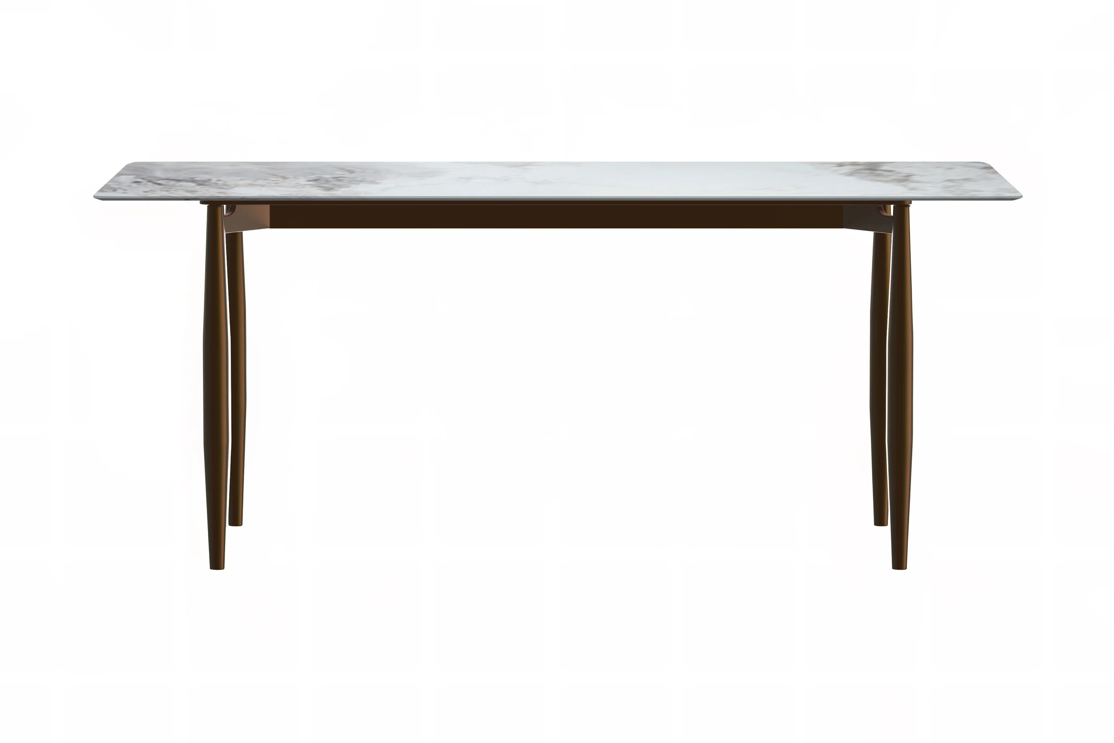 Zinti Series Modern Dining Table Bronze Base, With 55" Medium Grey Sintered Stone Top