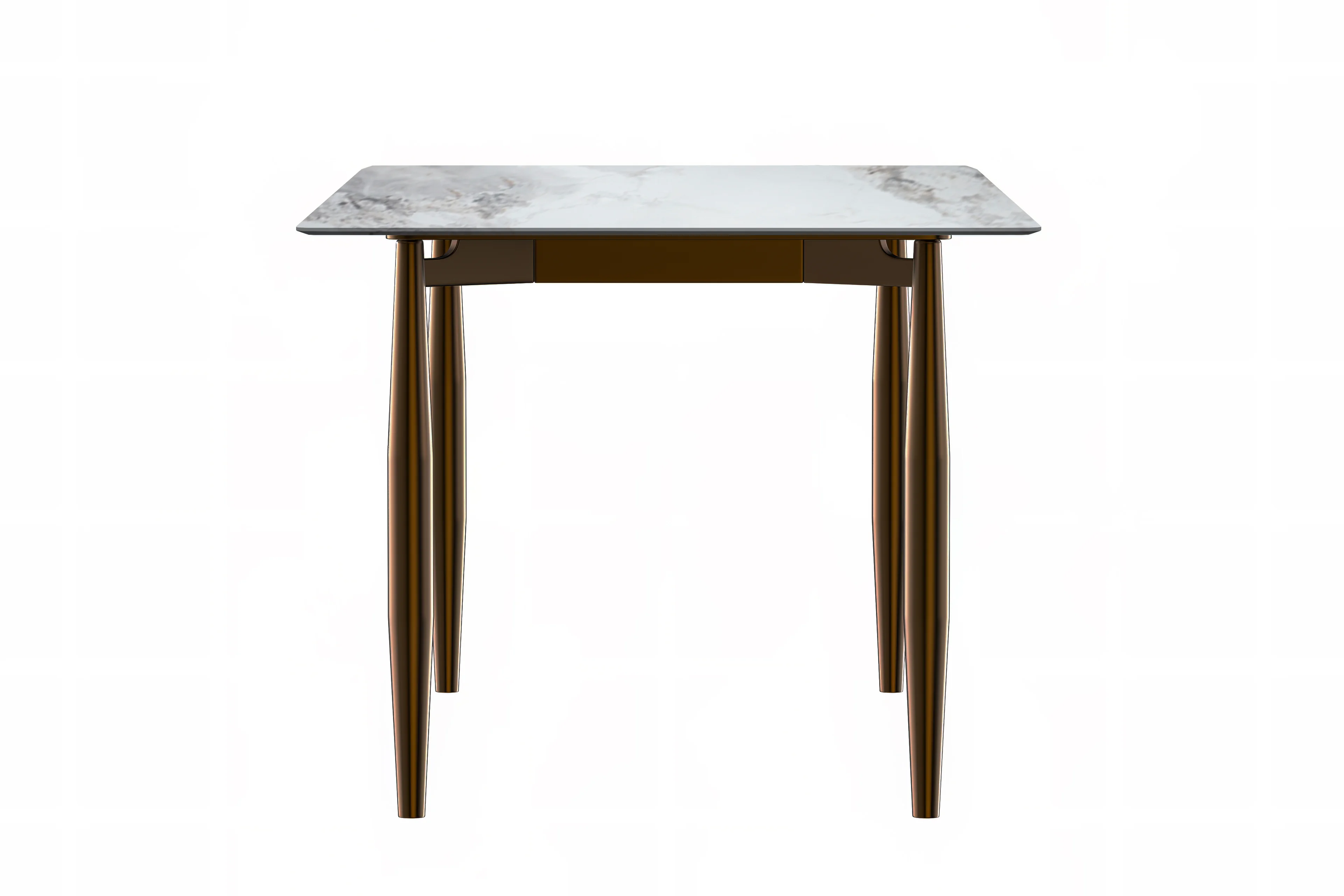 Zinti Series Modern Dining Table Bronze Base, With 55" Medium Grey Sintered Stone Top
