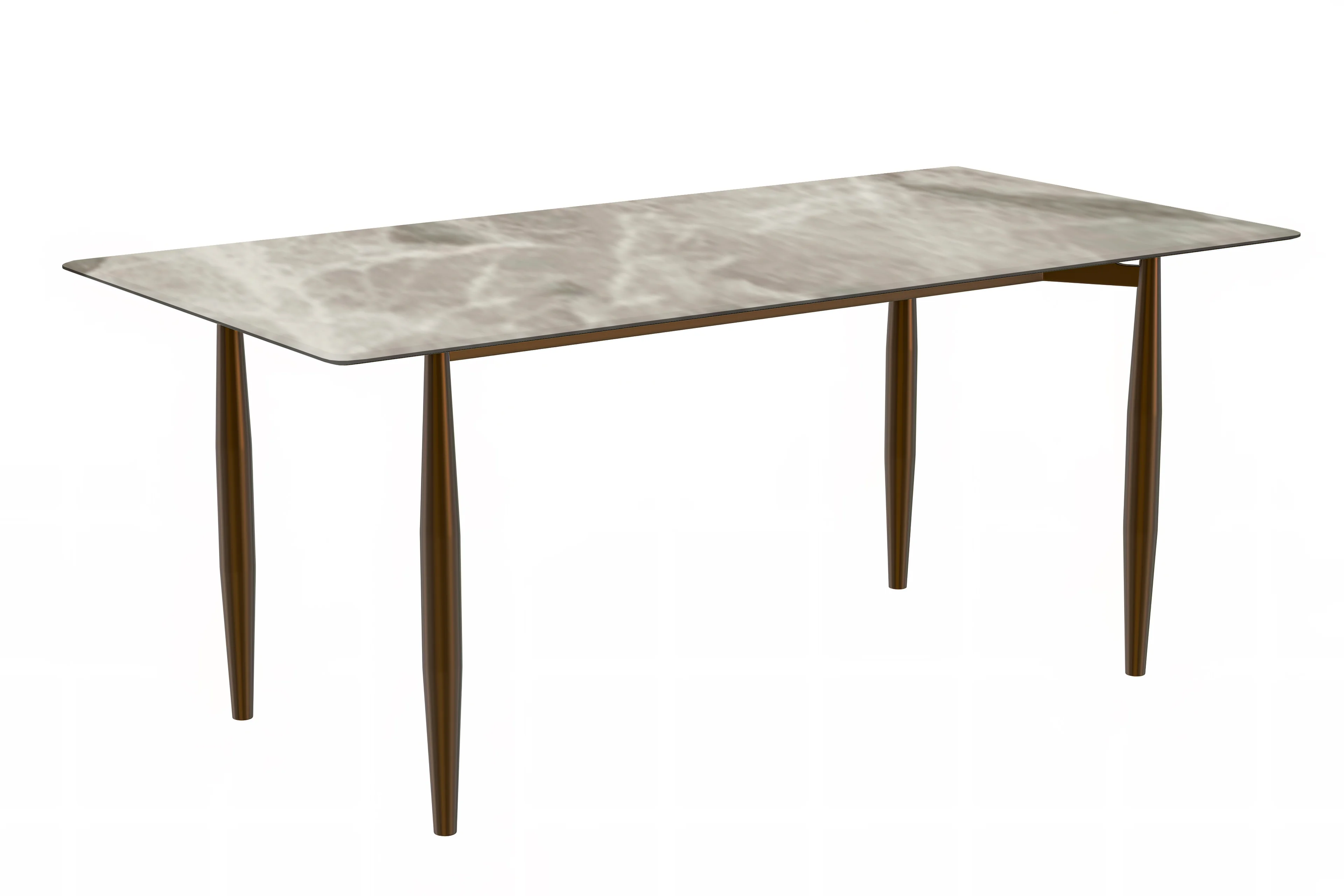 Zinti Series Modern Dining Table Bronze Base, With 62" Deep Grey Sintered Stone Top