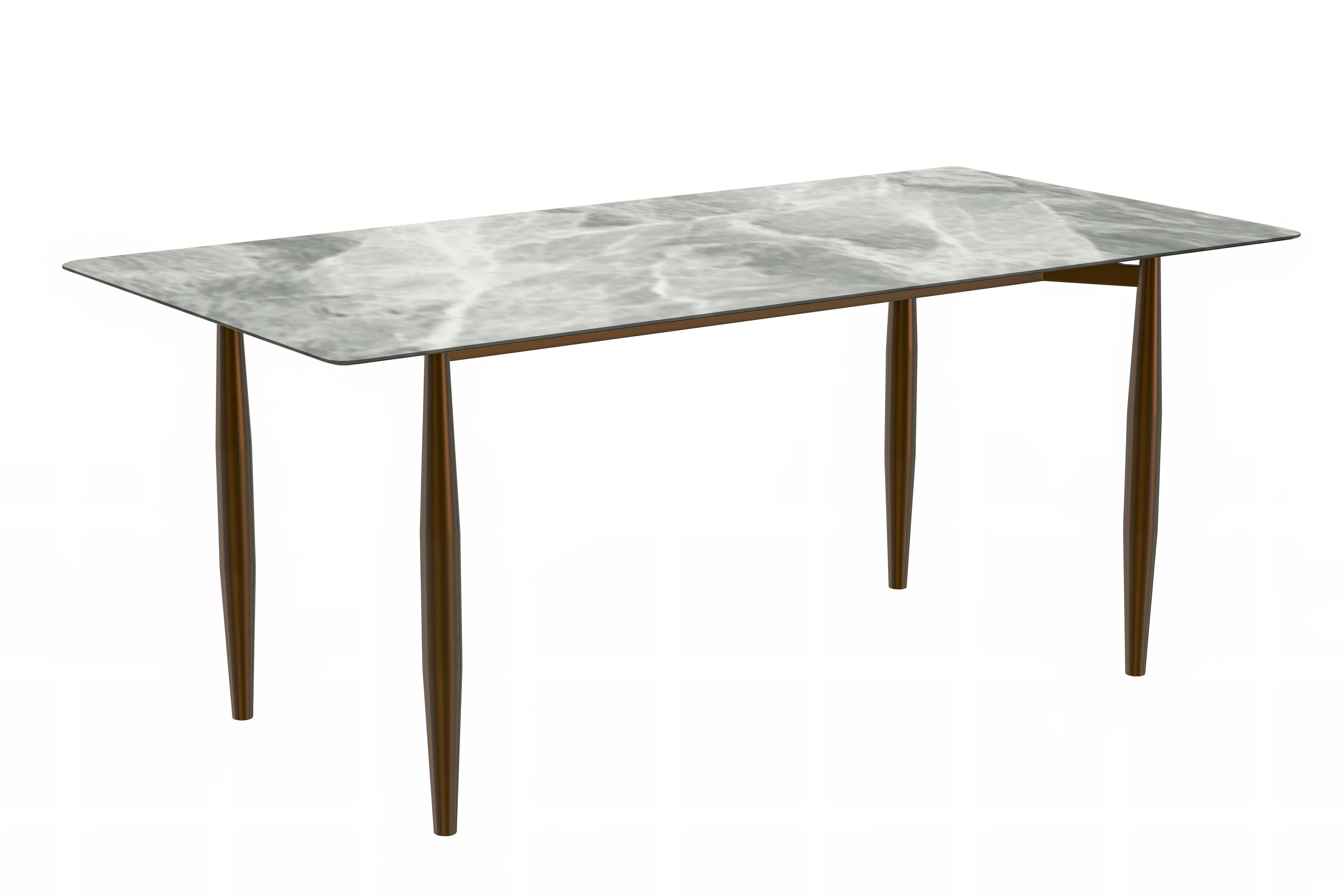 Zinti Series Modern Dining Table Bronze Base, With 62" Light Grey Sintered Stone Top