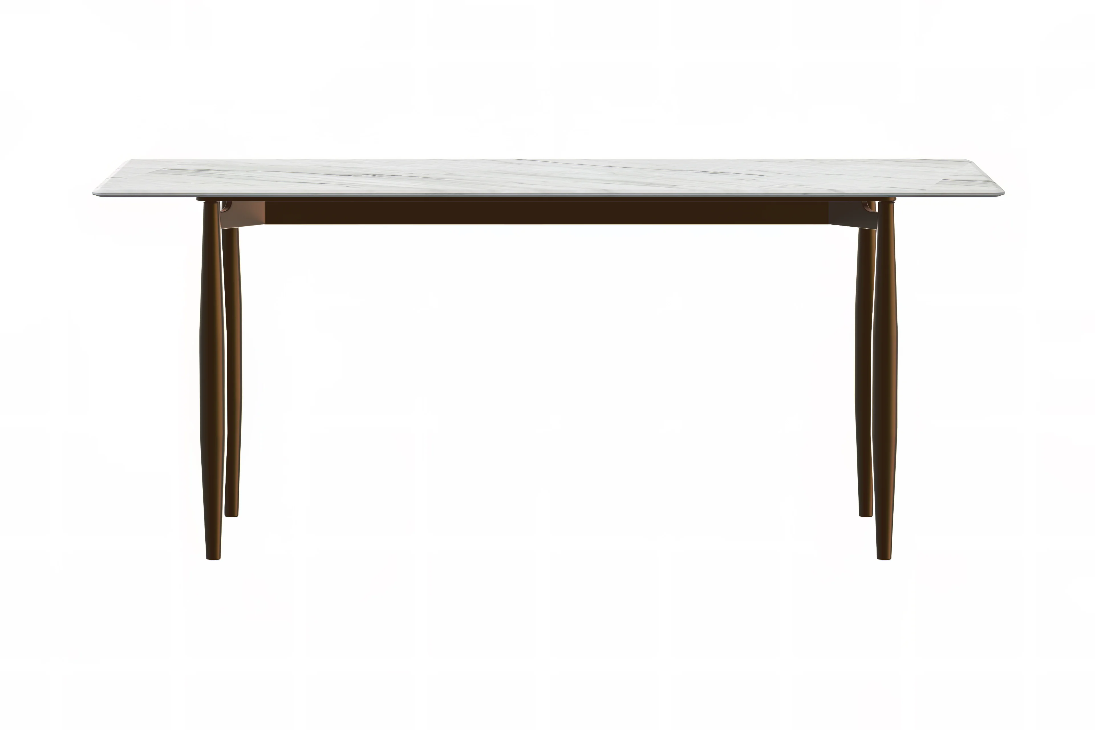 Zinti Series Modern Dining Table Bronze Base, With 62" White Sintered Stone Top