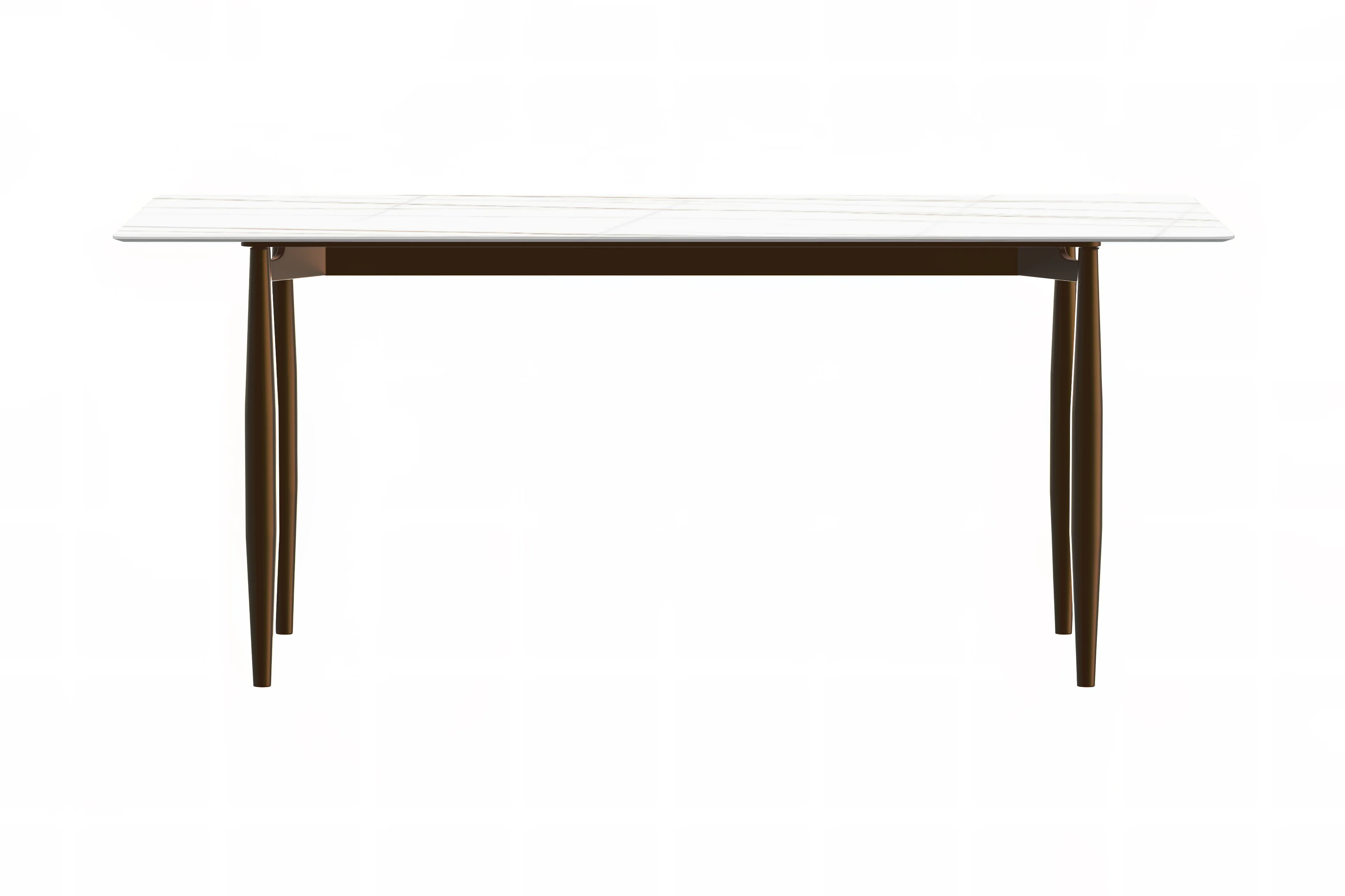 Zinti Series Modern Dining Table Bronze Base, With 62" White/Gold Sintered Stone Top