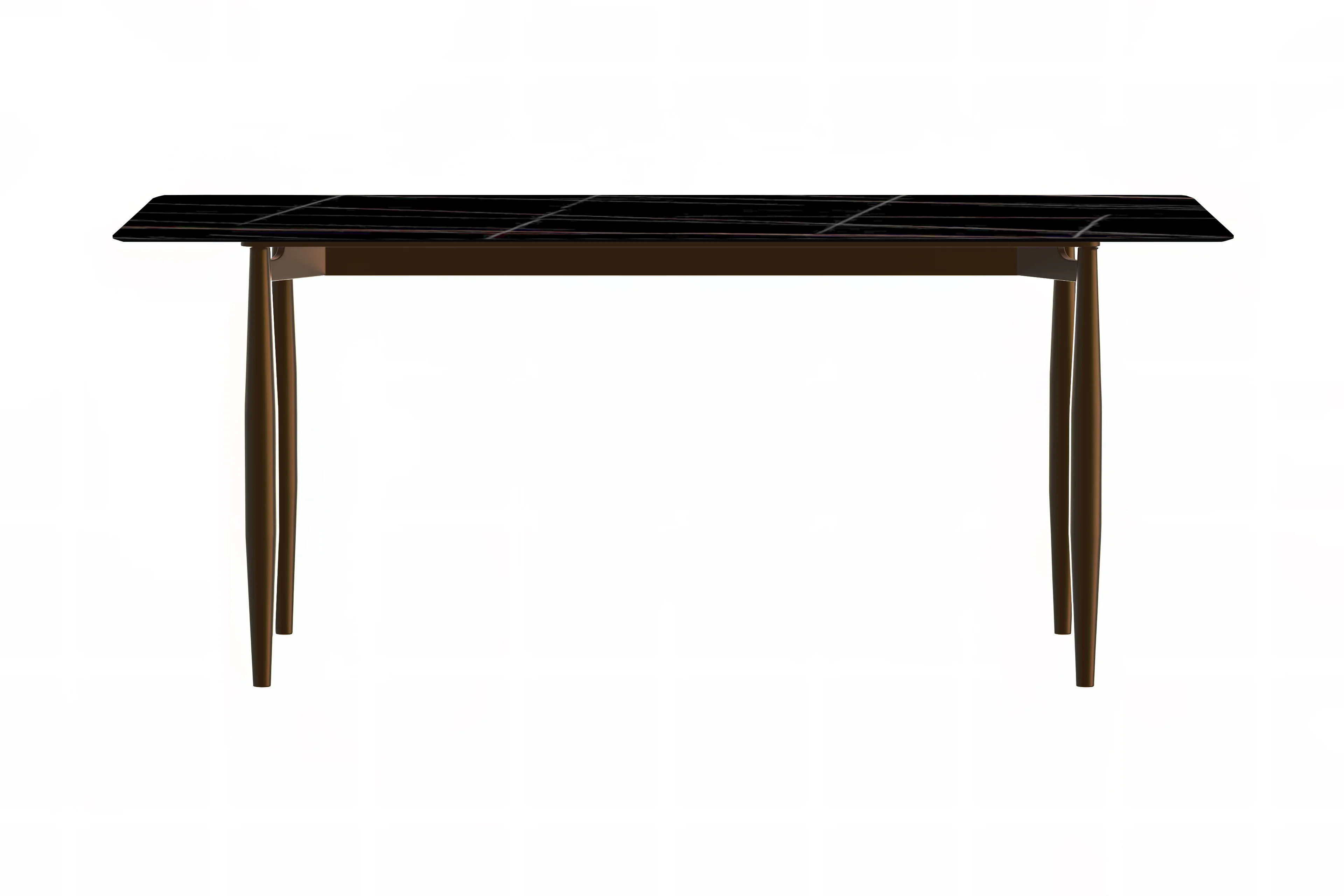 Zinti Series Modern Dining Table Bronze Base, With 71" Black/Gold Sintered Stone Top