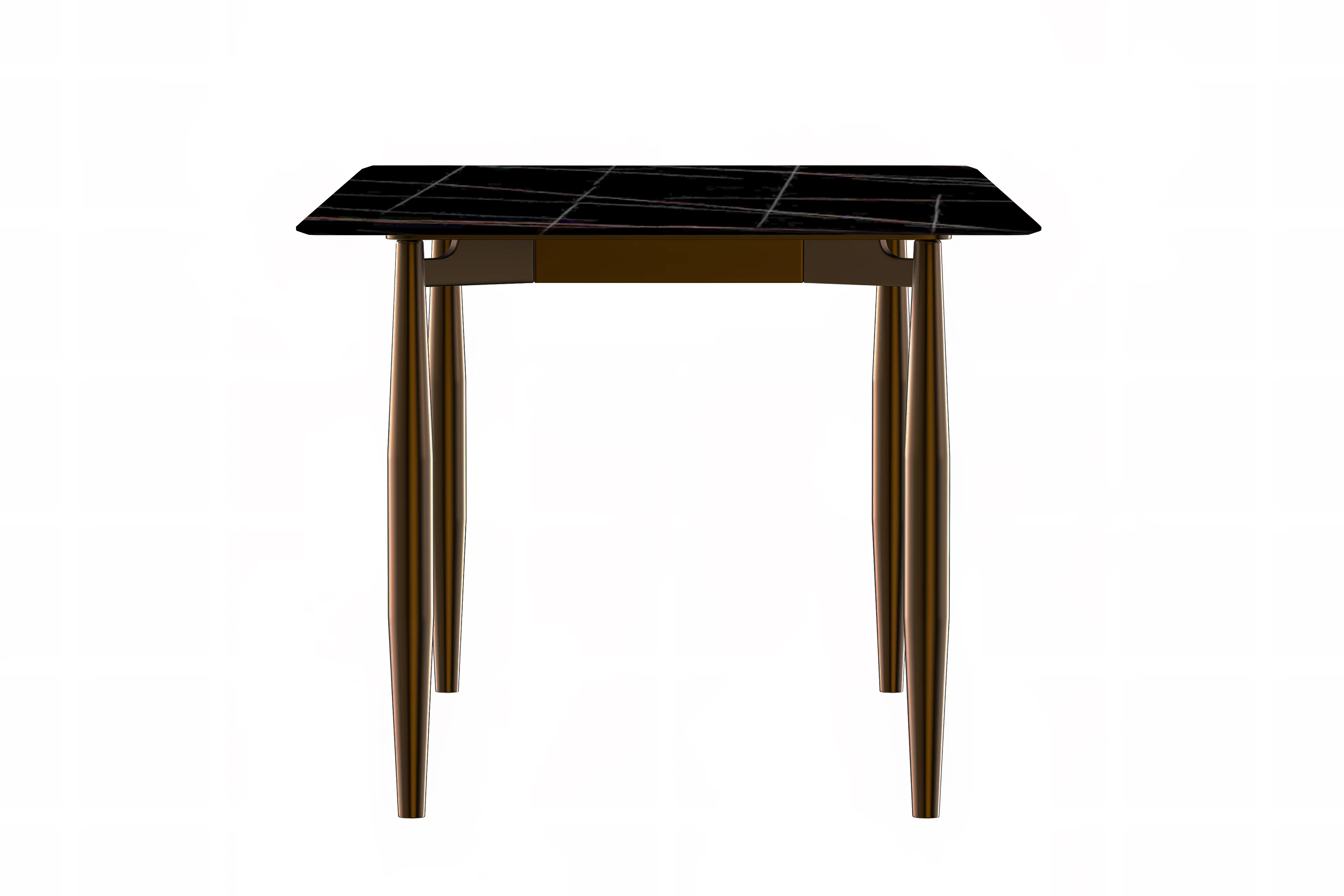 Zinti Series Modern Dining Table Bronze Base, With 71" Black/Gold Sintered Stone Top