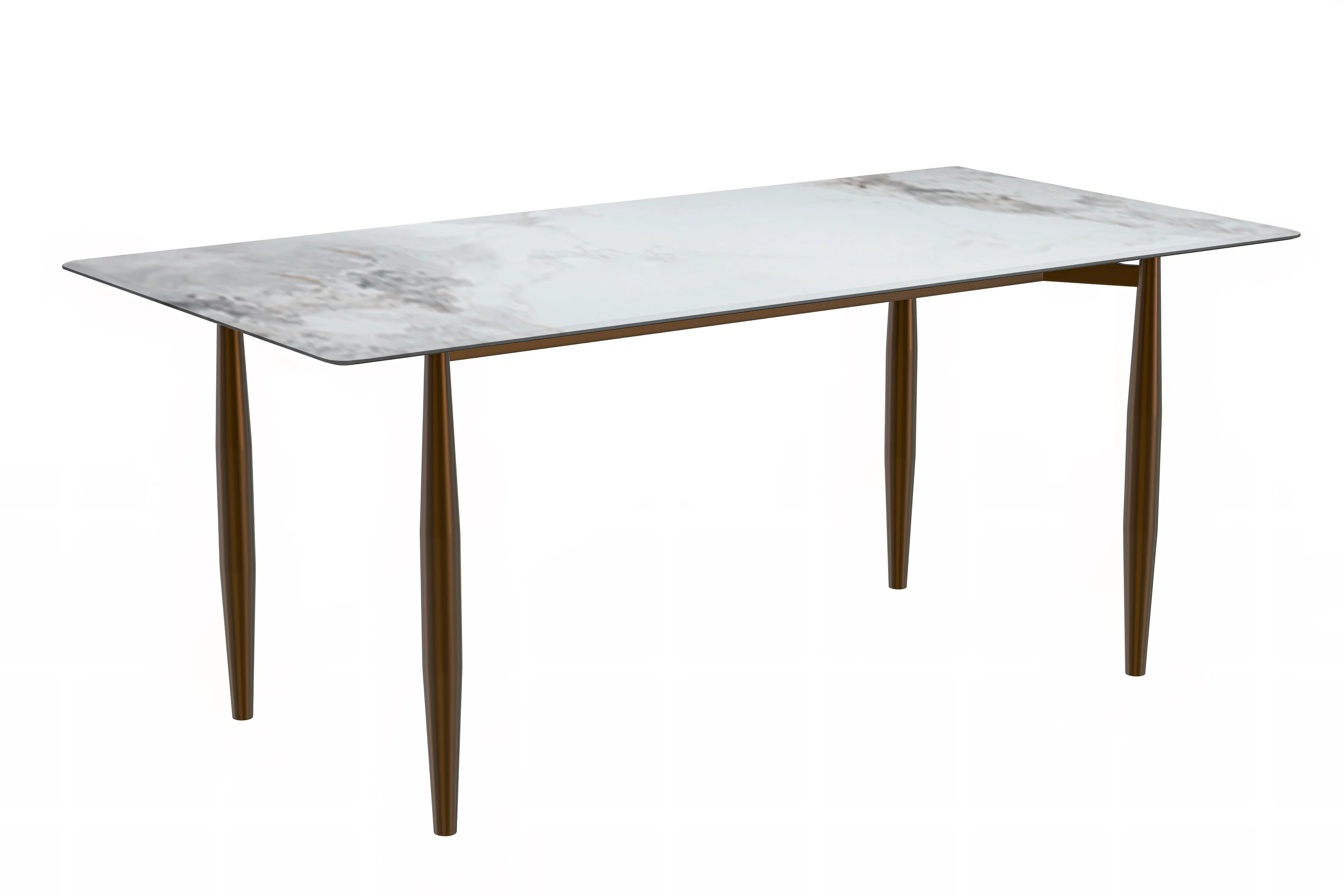 Zinti Series Modern Dining Table Bronze Base, With 71" Medium Grey Sintered Stone Top