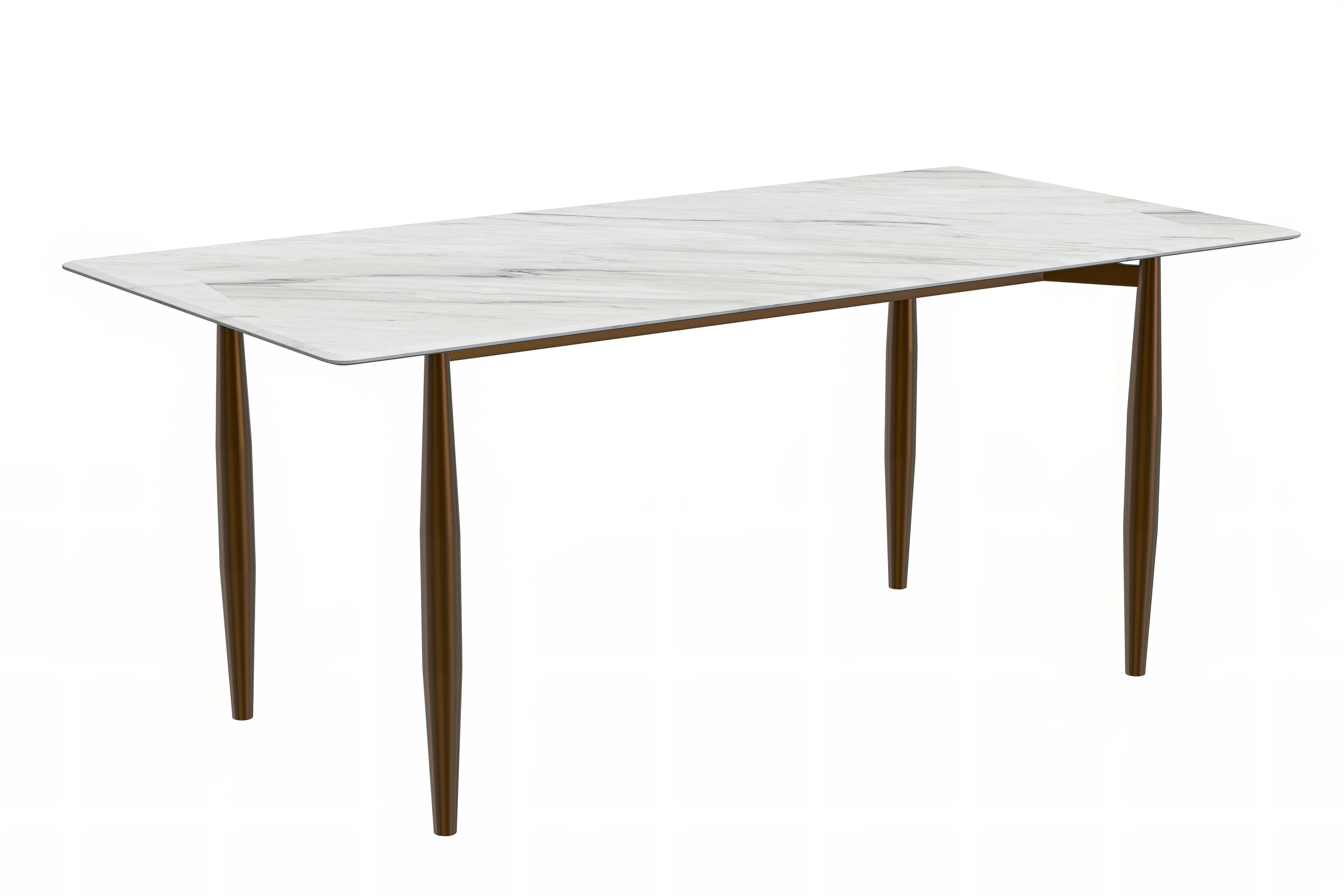Zinti Series Modern Dining Table Bronze Base, With 71" White Sintered Stone Top