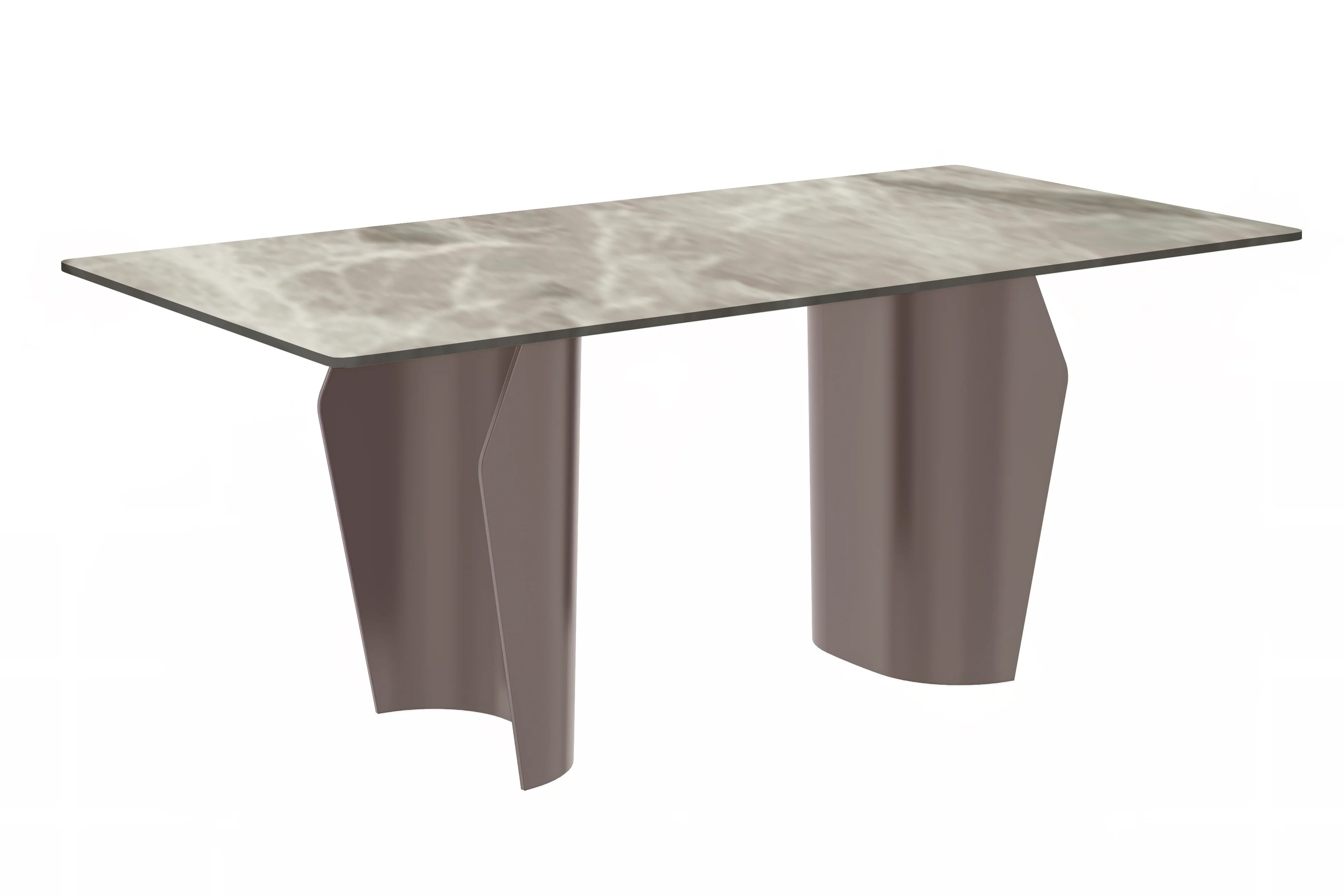 Zelan Series Modern Dining Table Champagne Gold Stainless steel Base, With 55" Deep Grey Sintered Stone Top