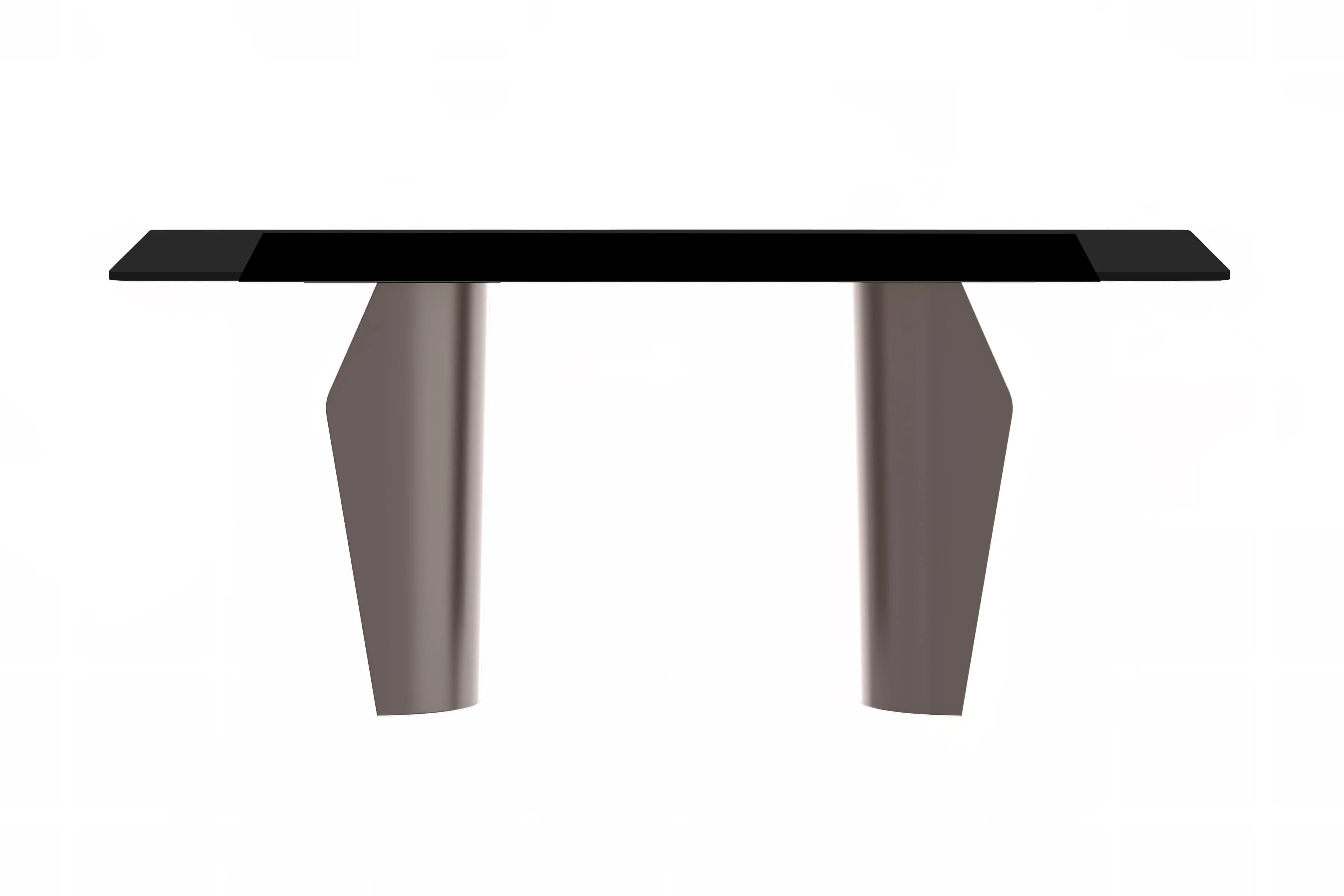 Zelan Series Modern Dining Table Champagne Gold Stainless steel Base, With 62" Black Glass Top