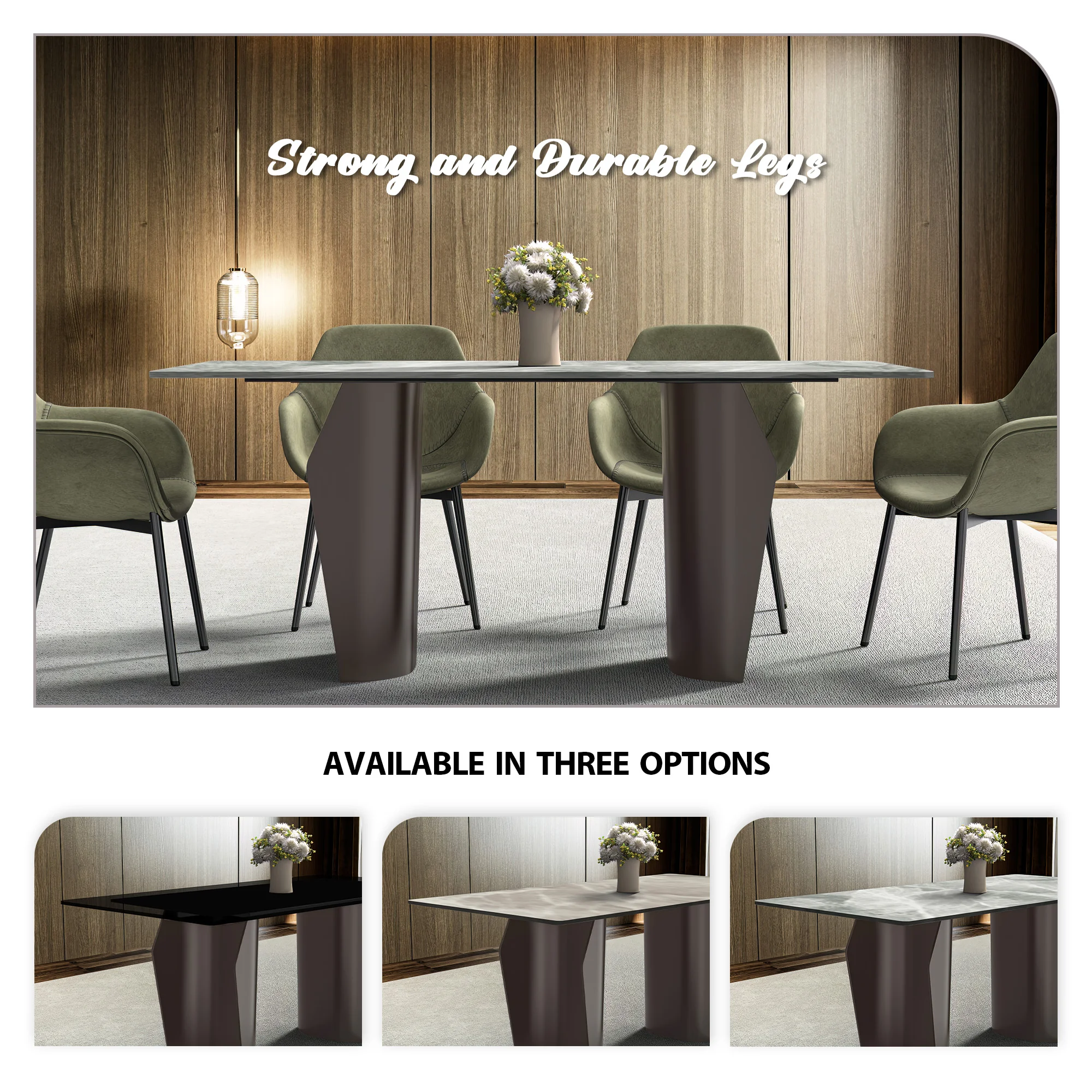 Zelan Series Modern Dining Table Champagne Gold Stainless steel Base, With 71" Light Grey Sintered Stone Top