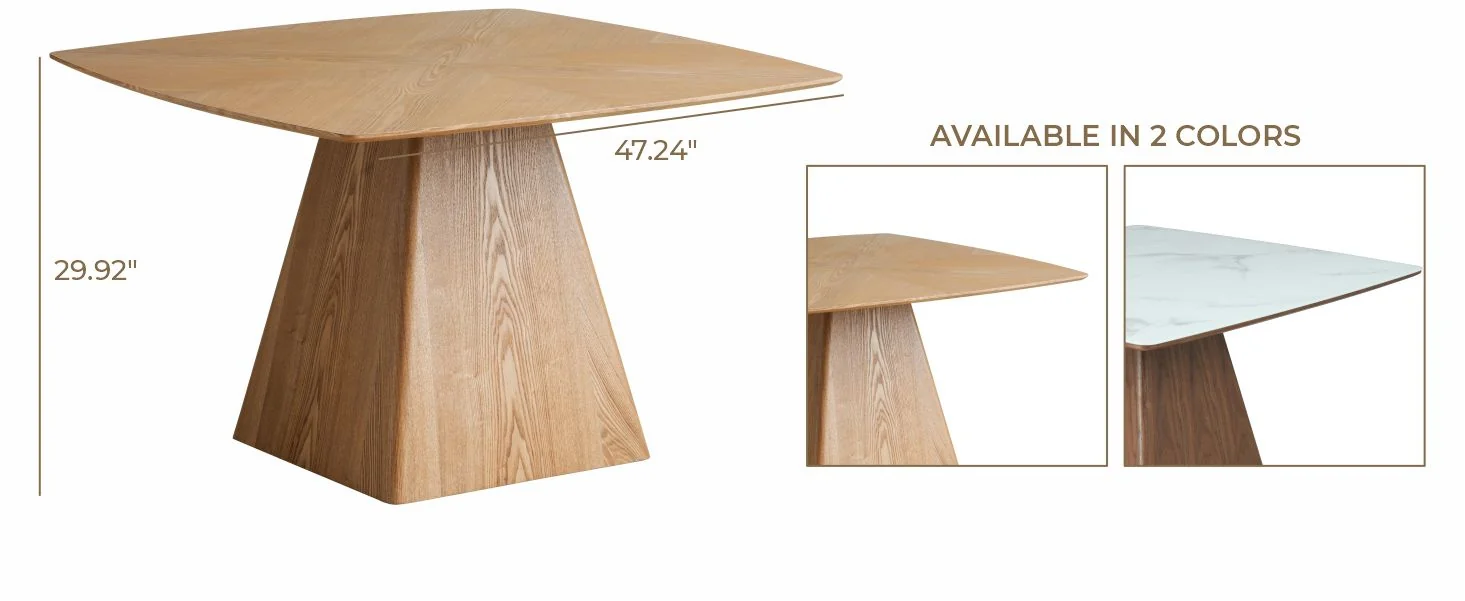 Zephry Collection Modern Dining Wooden Square Dining Table in Natural Wood