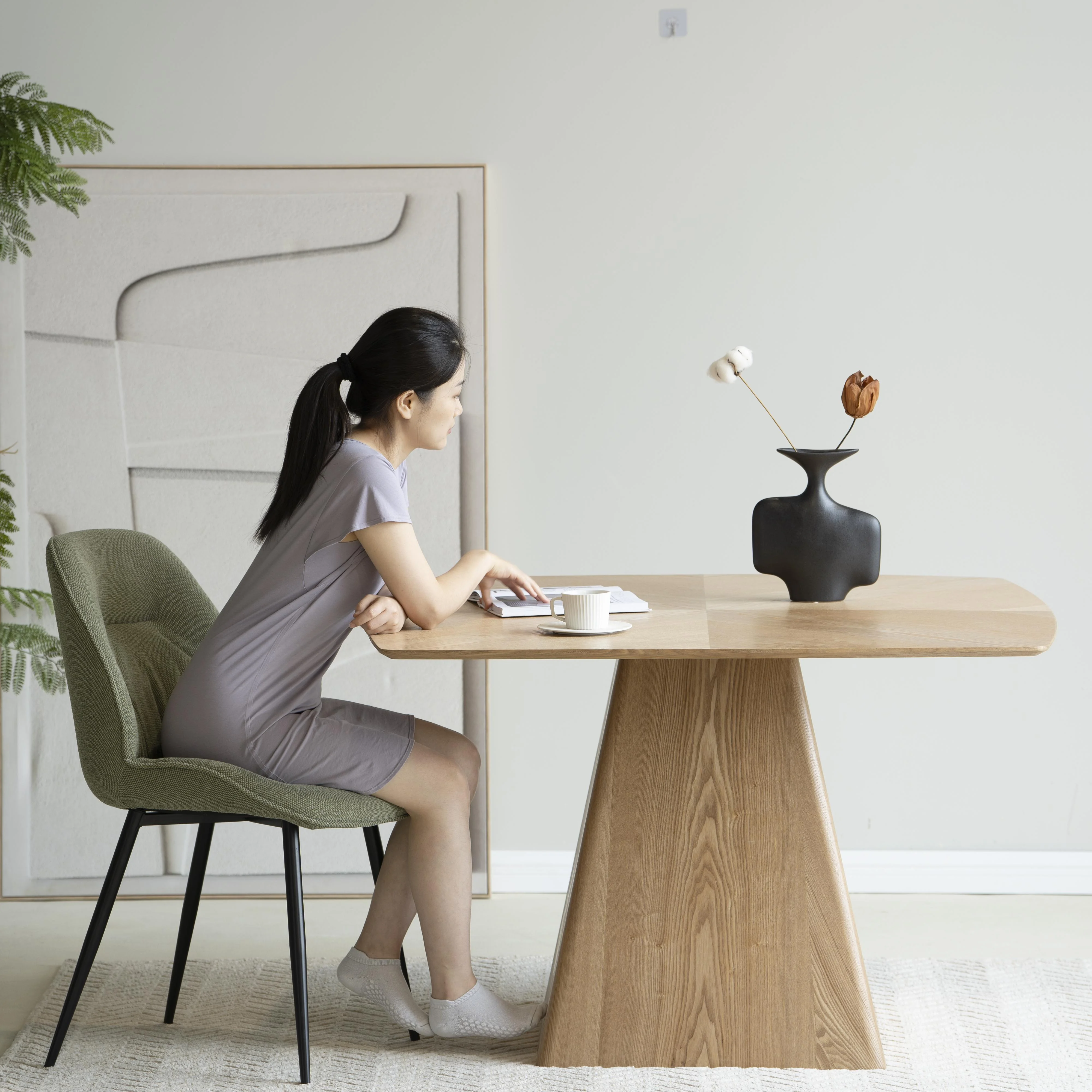 Zephry Collection Modern Dining Wooden Square Dining Table in Natural Wood