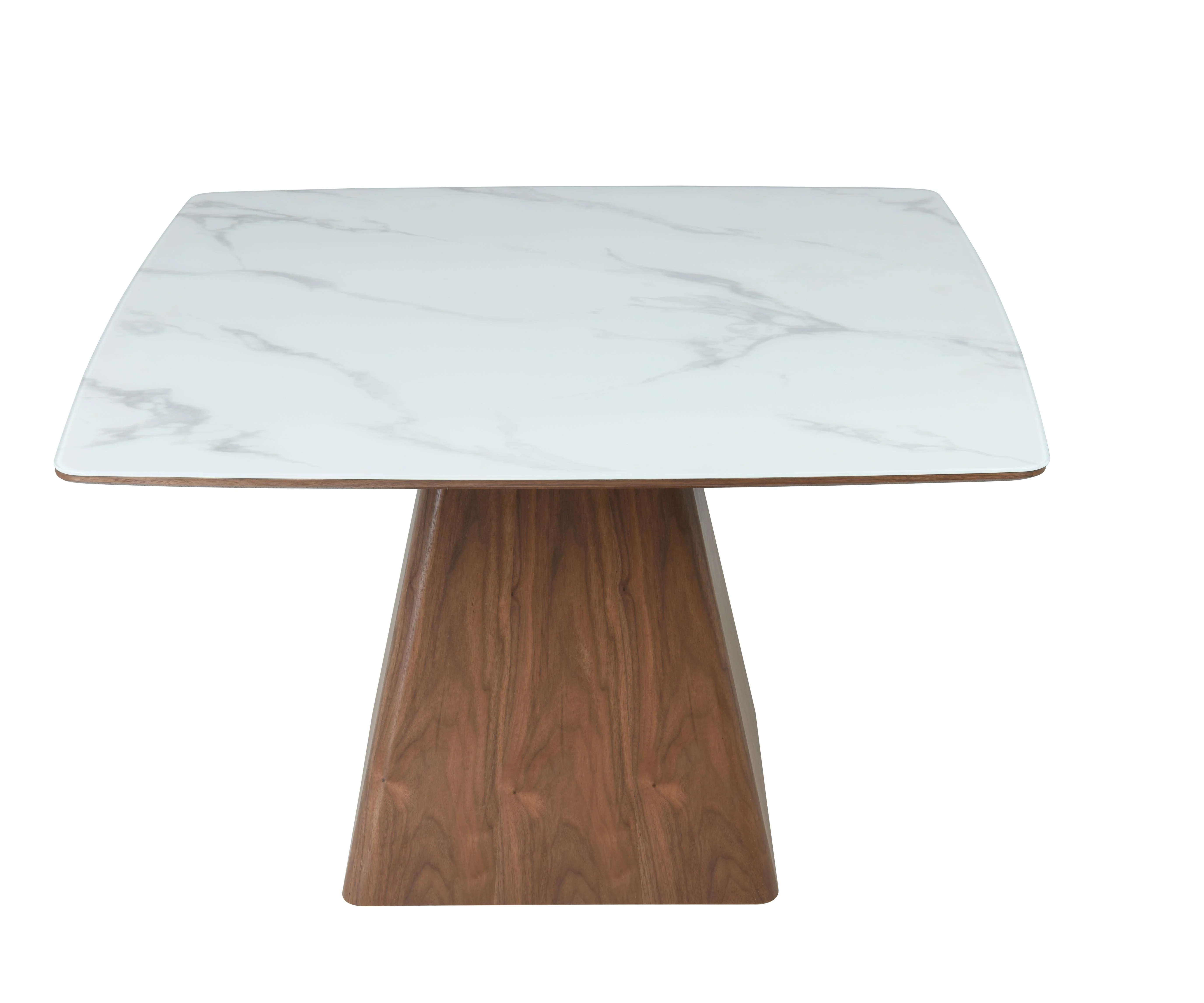 Zephry Collection Modern Dining Wooden Square Dining Table Walnut With Marbled Top