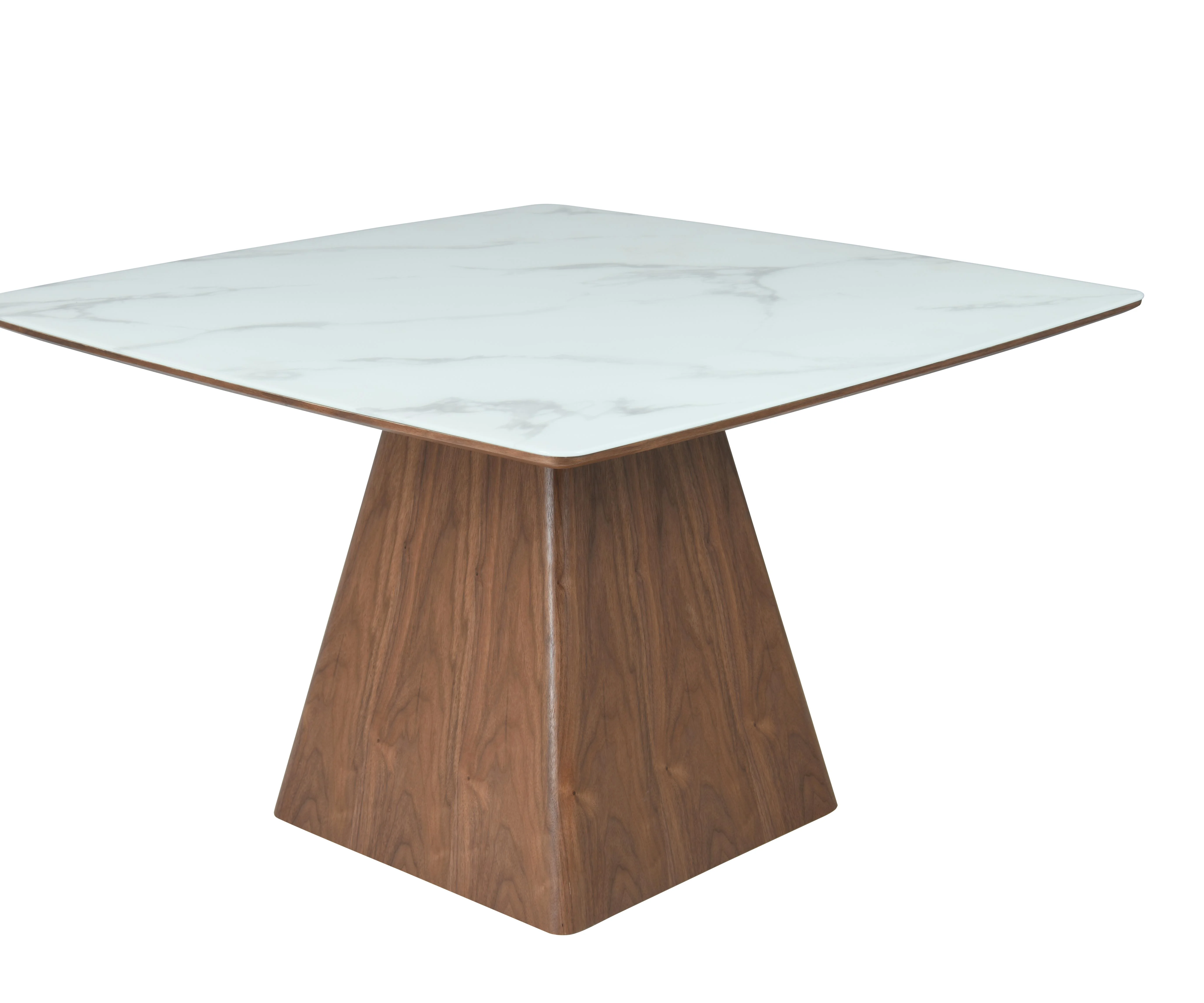 Zephry Collection Modern Dining Wooden Square Dining Table Walnut With Marbled Top