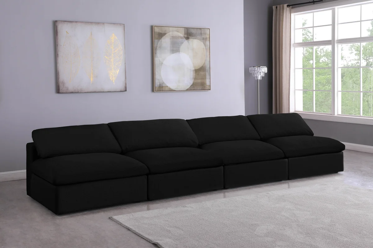 Serene - 4 Seat Modular Armless Sofa - Black - View 2