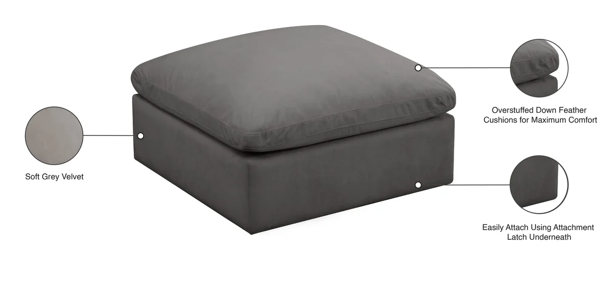 Plush - Ottoman - Gray